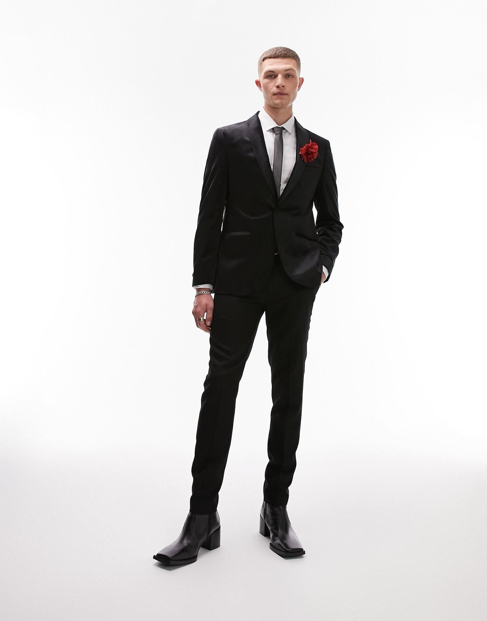 Topman slim velvet blazer in black - ASOS Sample Sale EU Store