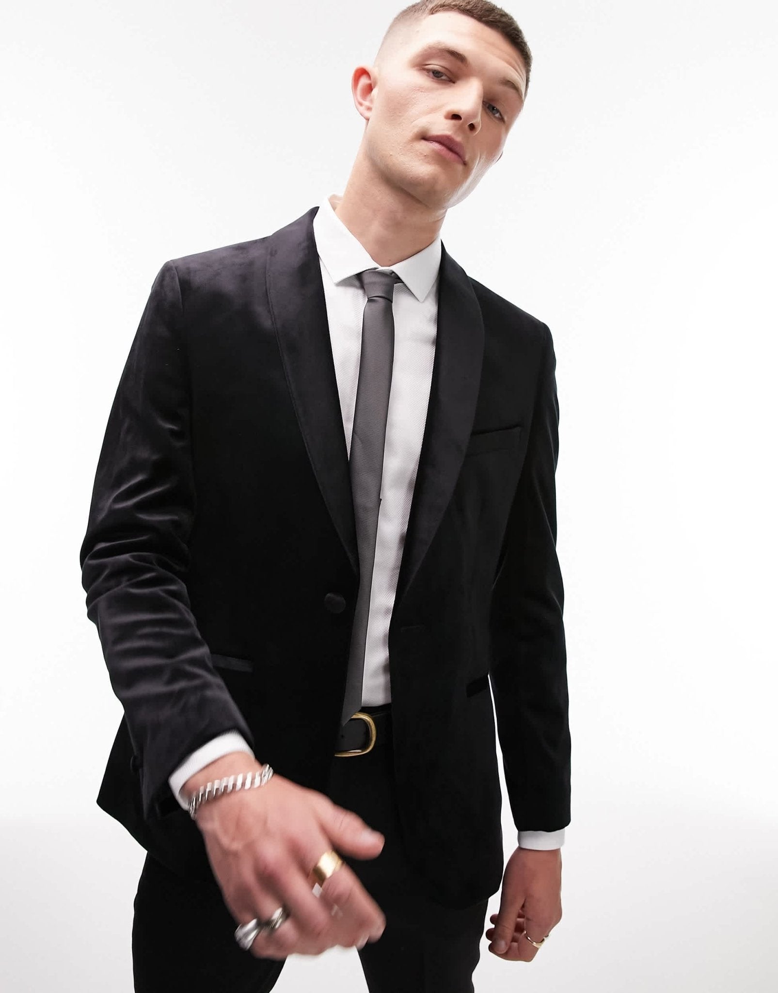 Topman slim velvet blazer in black - ASOS Sample Sale EU Store