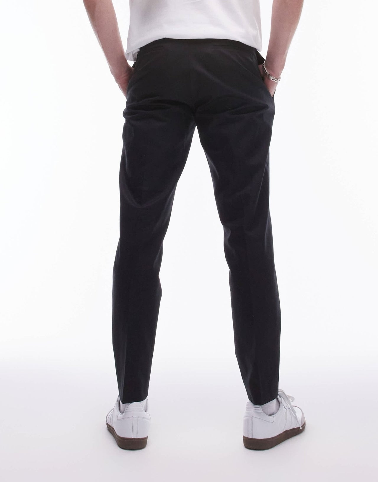 Topman smart compact cotton taper trouser in black - ASOS Sample Sale EU Store