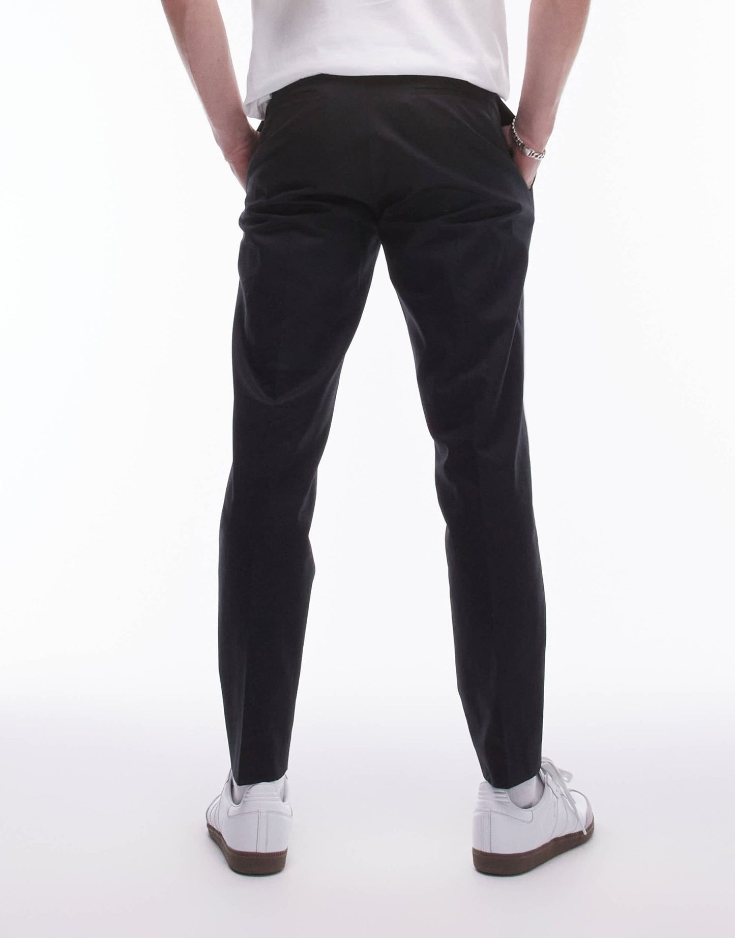Topman smart compact cotton taper trouser in black - ASOS Sample Sale EU Store