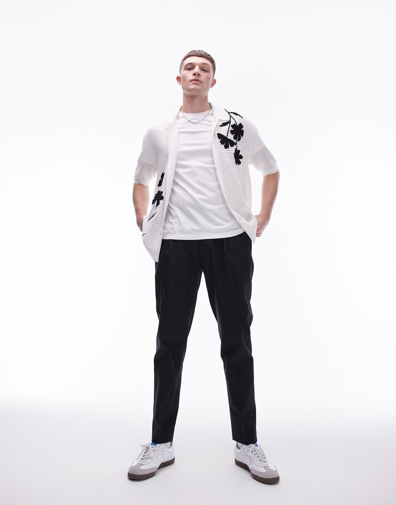 Topman smart compact cotton taper trouser in black - ASOS Sample Sale EU Store