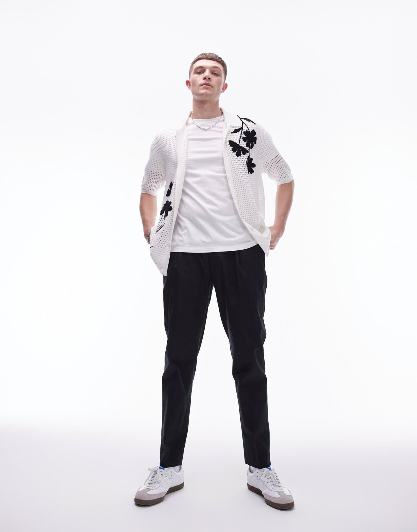 Topman smart compact cotton taper trouser in black - ASOS Sample Sale EU Store