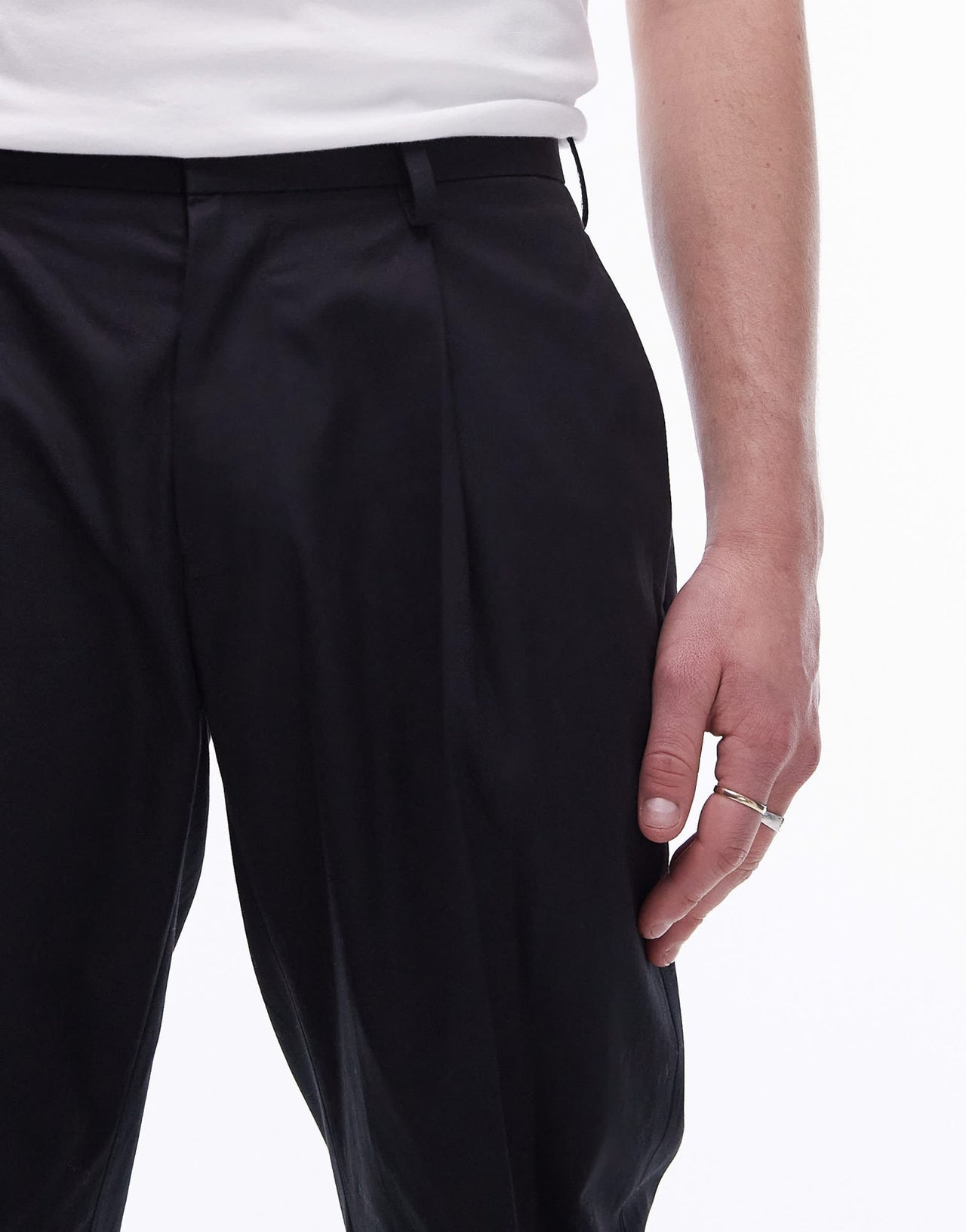Topman smart compact cotton taper trouser in black - ASOS Sample Sale EU Store