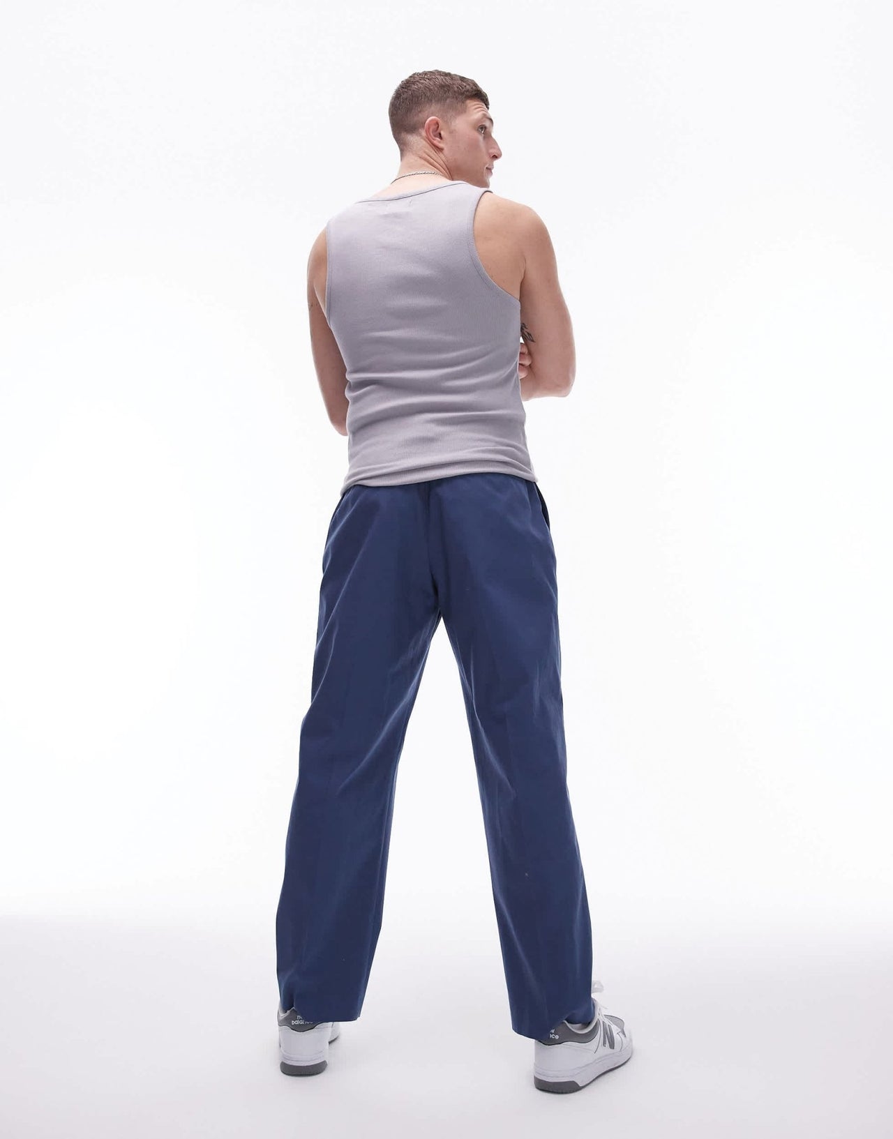 Topman smart compact cotton wide leg trouser in navy - ASOS Sample Sale EU Store