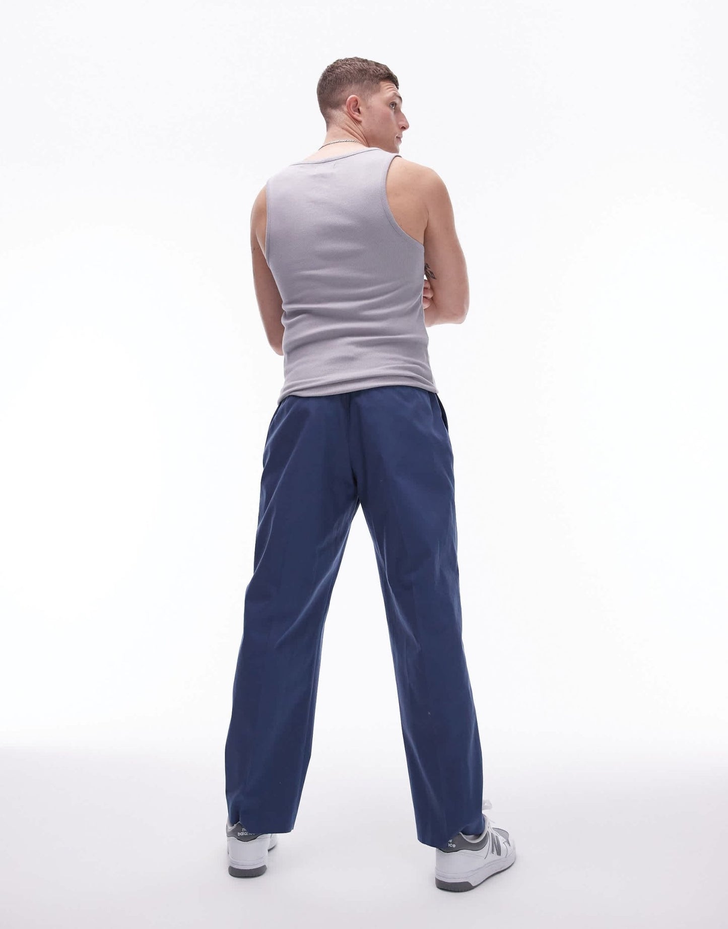 Topman smart compact cotton wide leg trouser in navy - ASOS Sample Sale EU Store