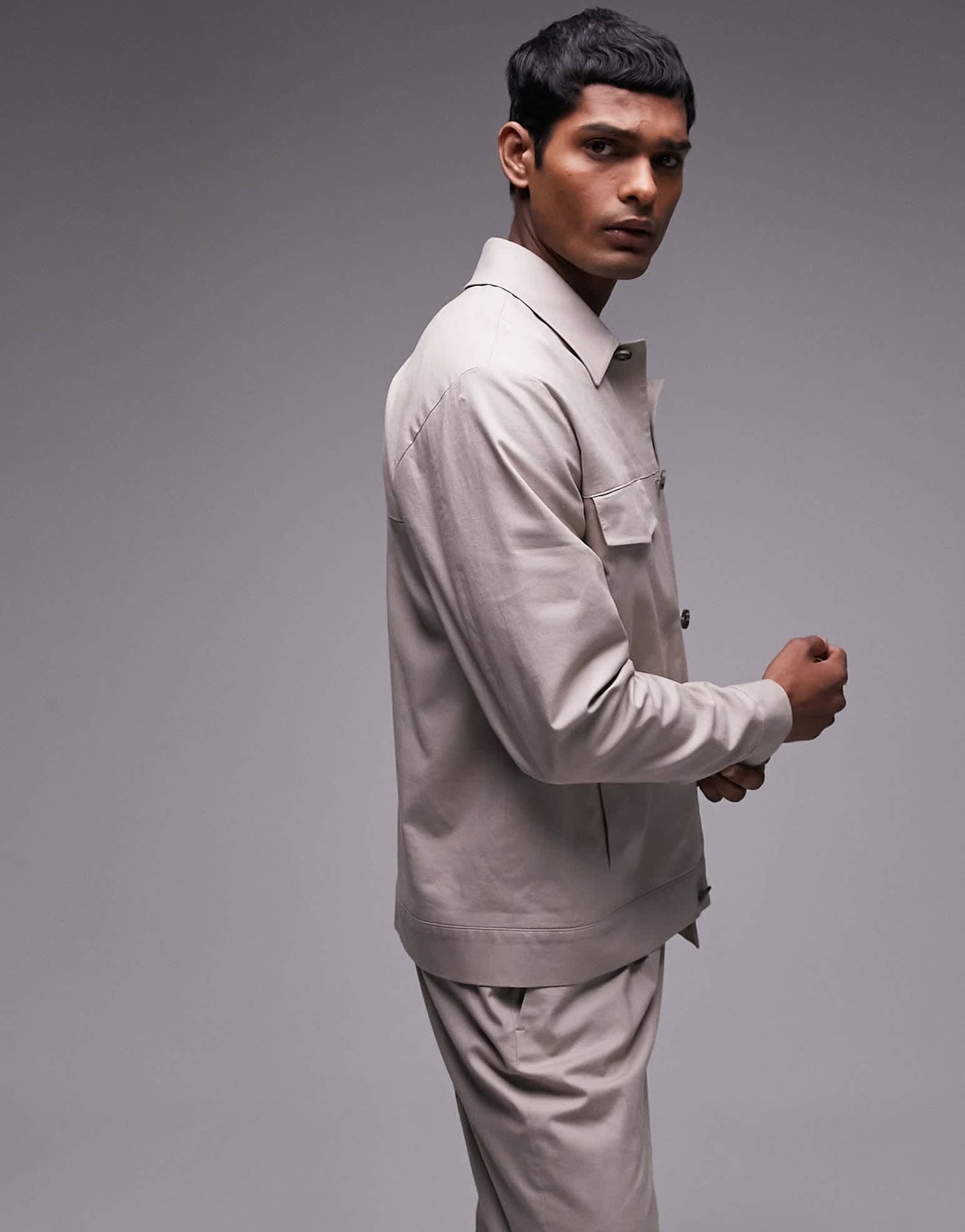 Topman smart harrington linen blend suit jacket in stone - ASOS Sample Sale EU Store