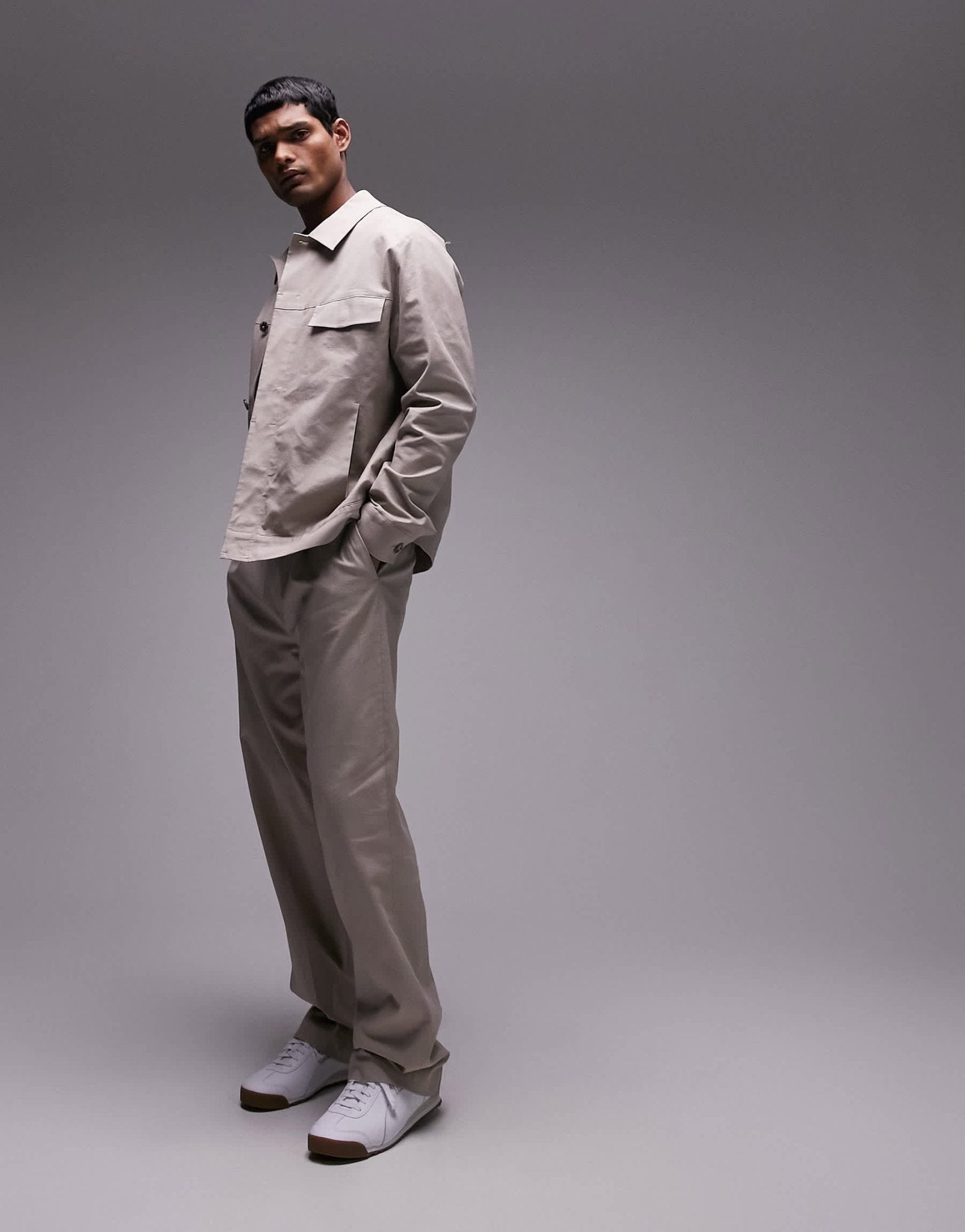 Topman smart harrington linen blend suit jacket in stone - ASOS Sample Sale EU Store