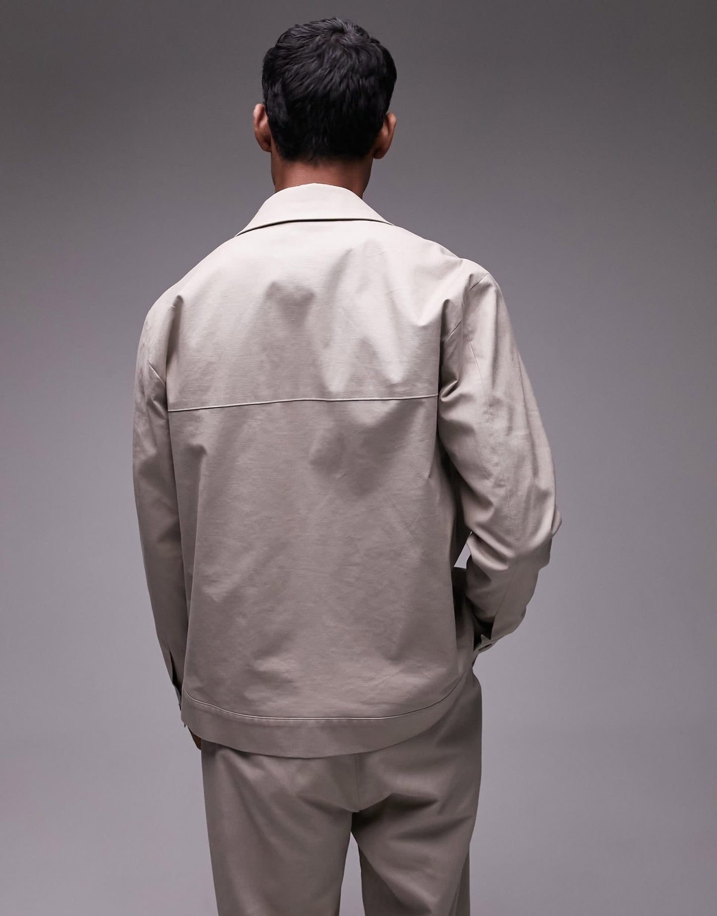 Topman smart harrington linen blend suit jacket in stone - ASOS Sample Sale EU Store