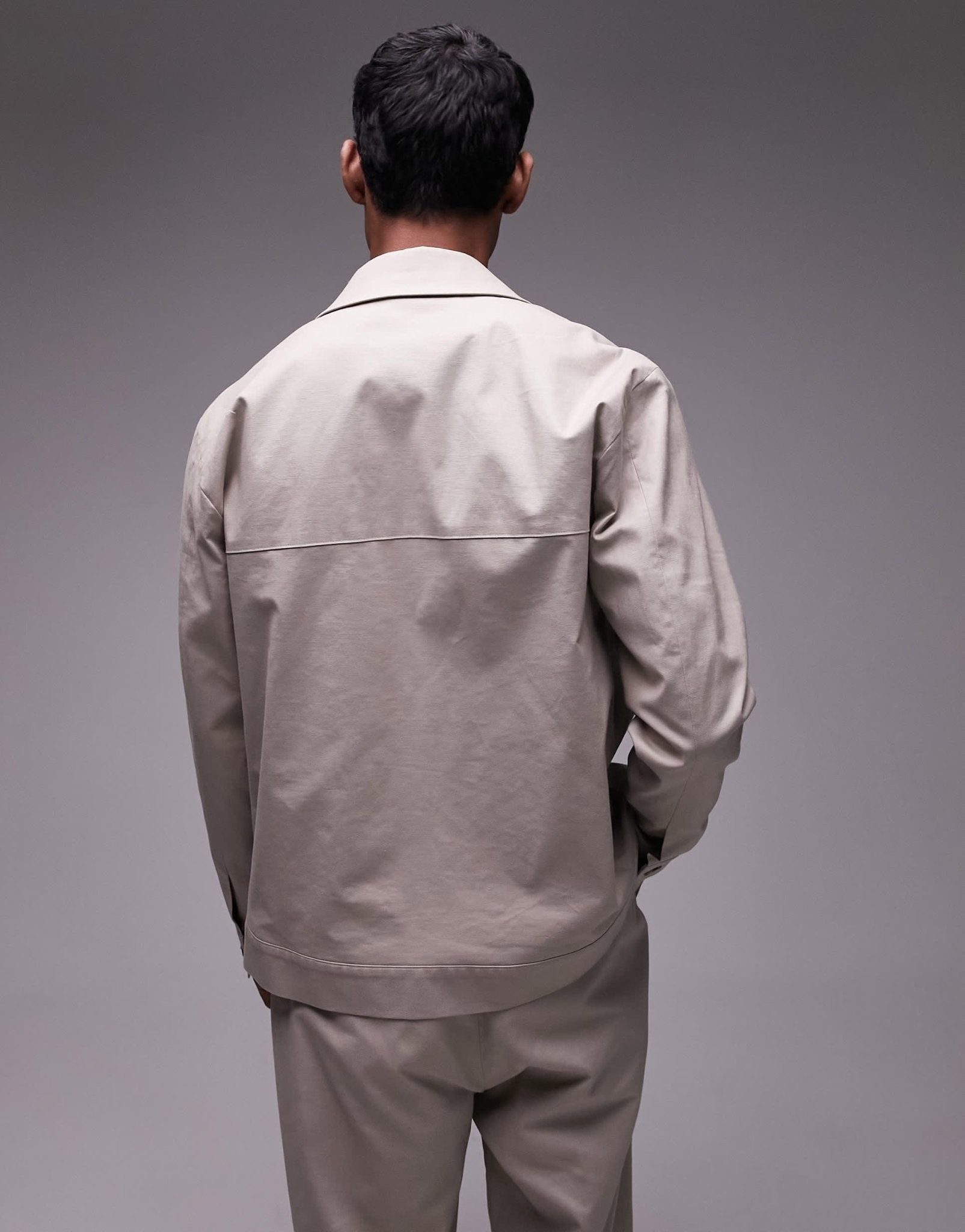 Topman smart harrington linen blend suit jacket in stone - ASOS Sample Sale EU Store