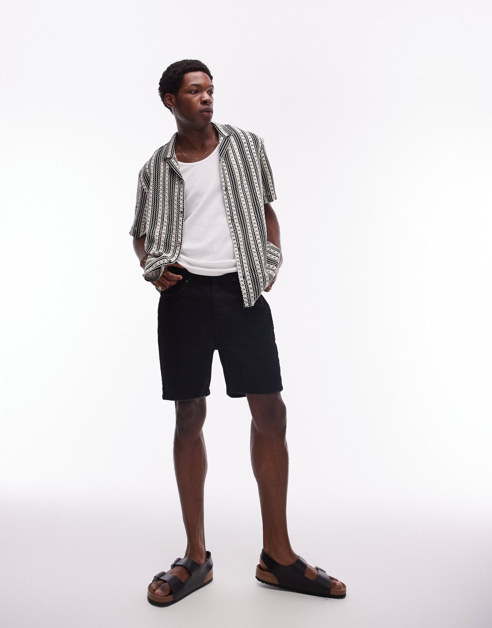 Topman straight leg denim short in black - ASOS Sample Sale EU Store