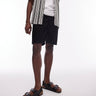 Topman straight leg denim short in black