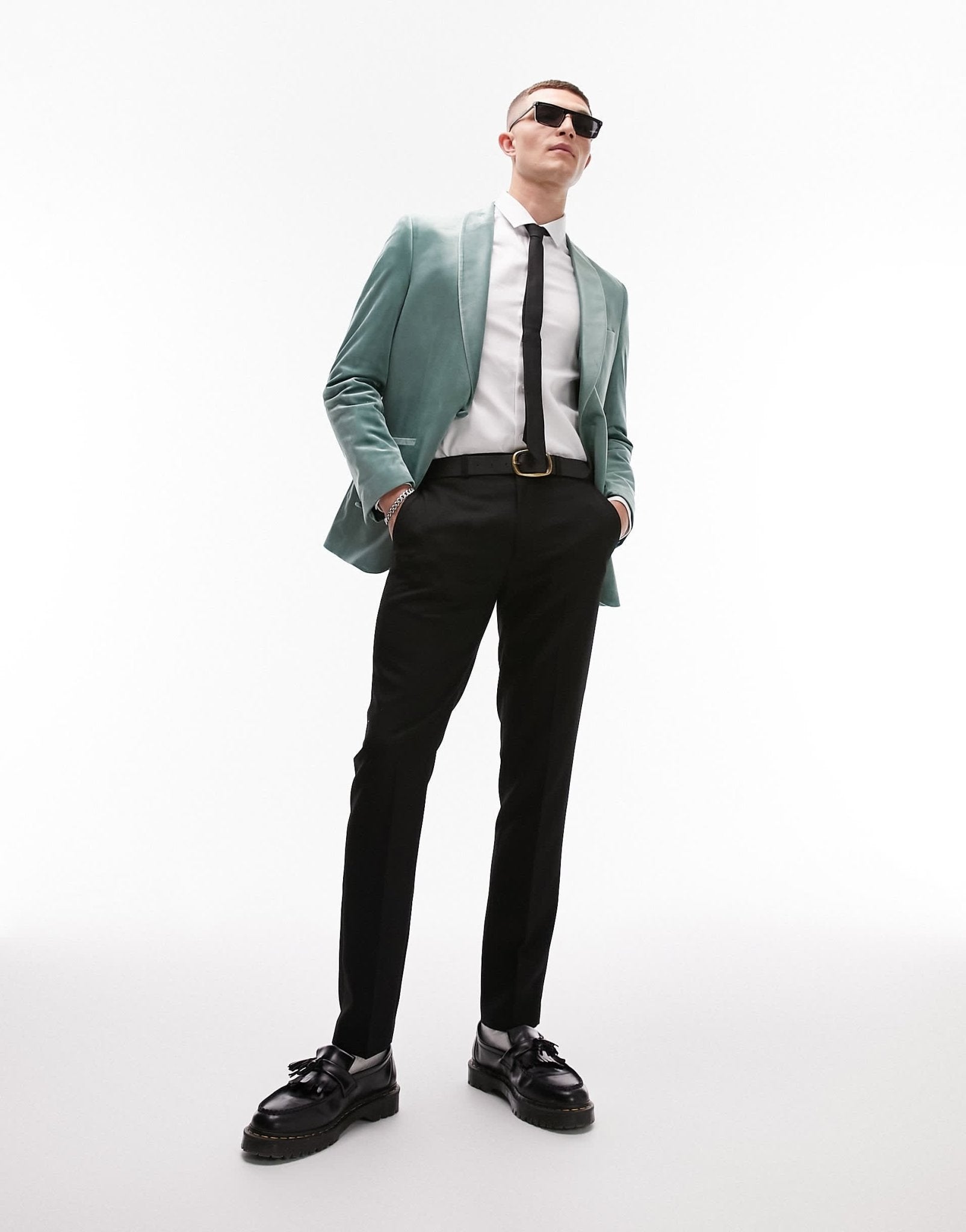 Topman velvet blazer in green - ASOS Sample Sale EU Store