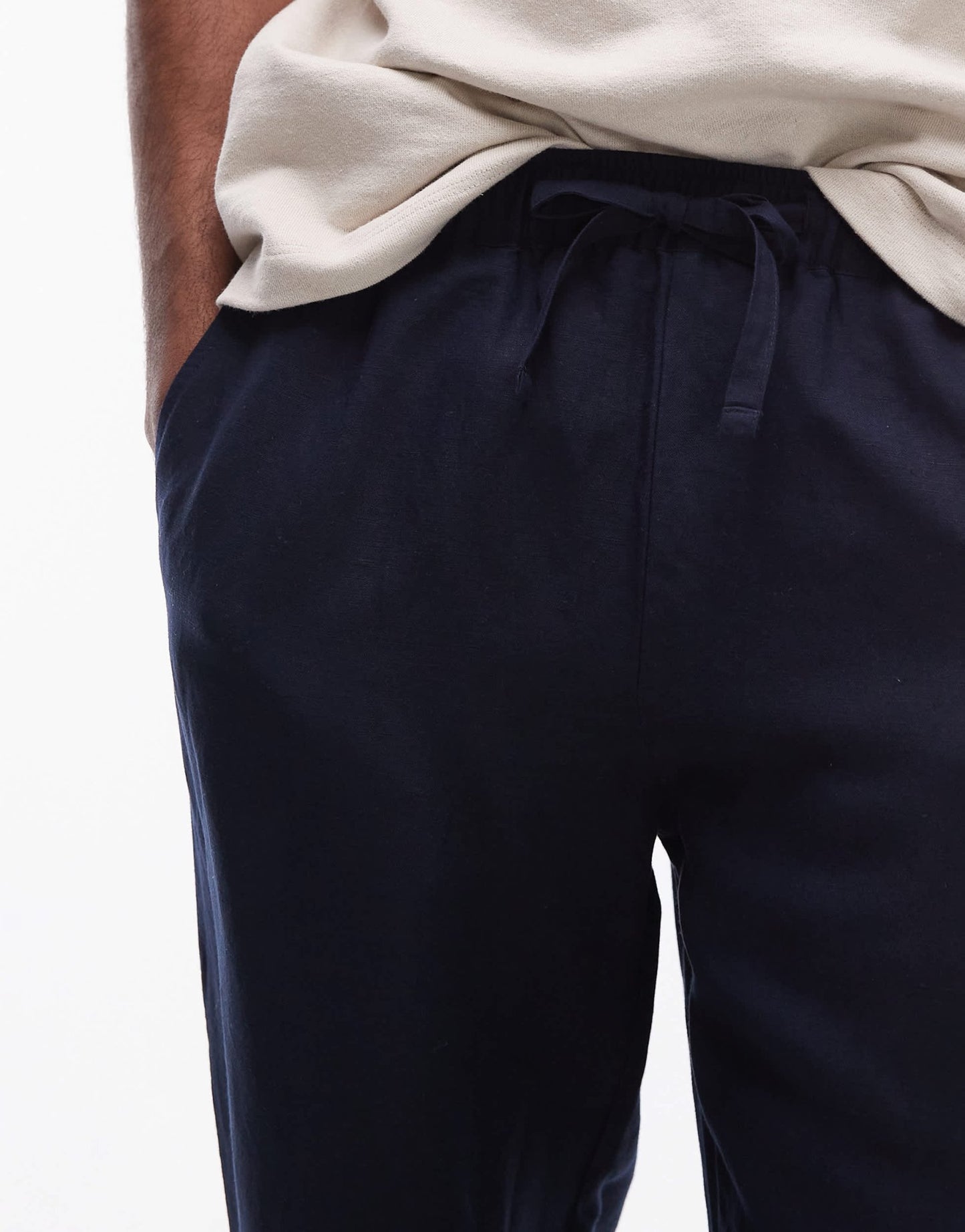 Topman wide leg linen trouser in navy - ASOS Sample Sale EU Store