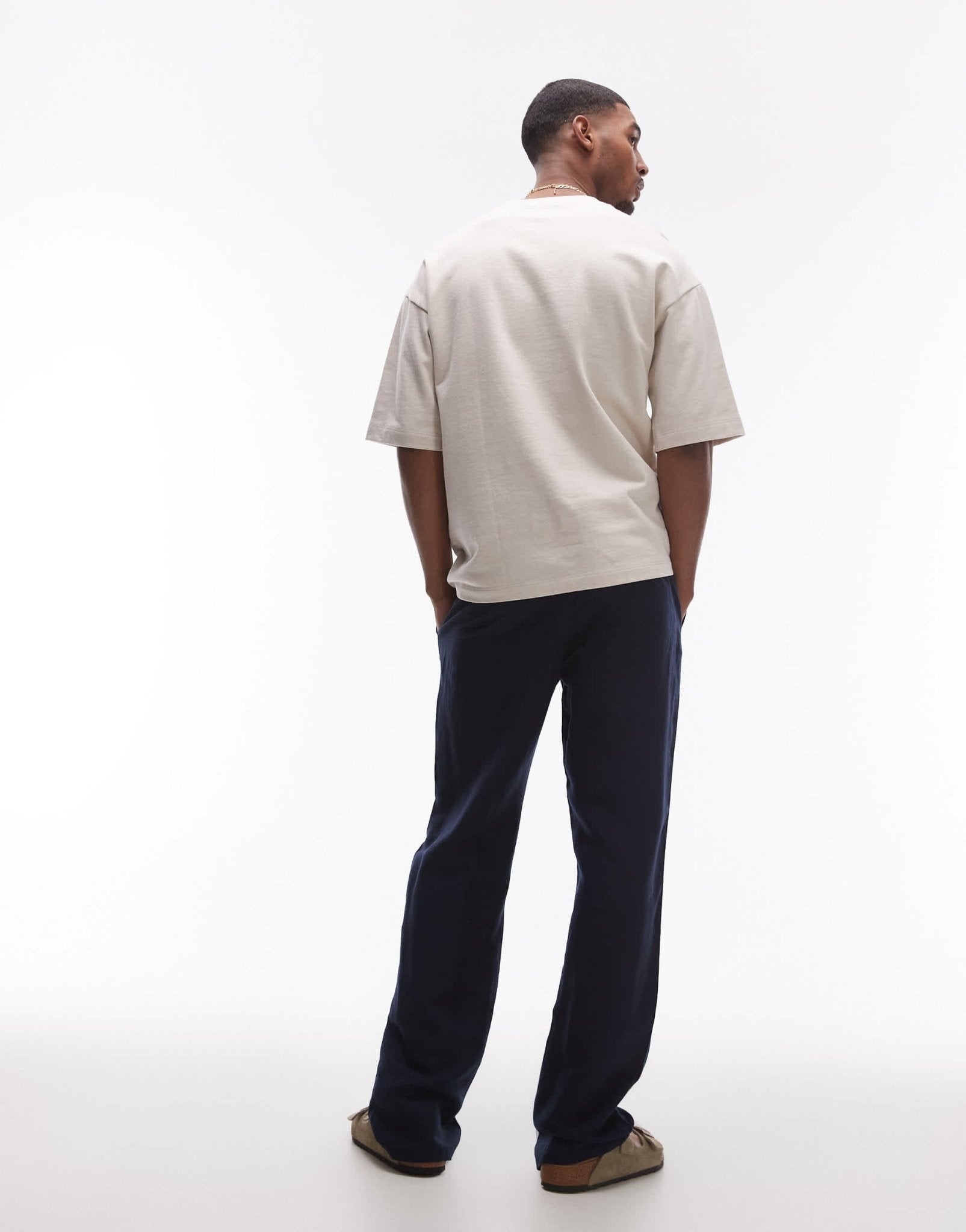 Topman wide leg linen trouser in navy - ASOS Sample Sale EU Store