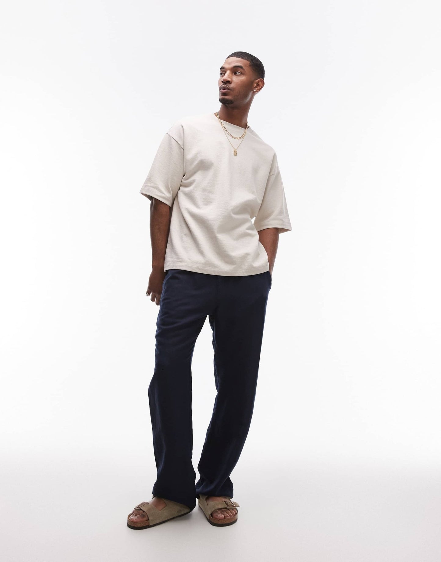 Topman wide leg linen trouser in navy - ASOS Sample Sale EU Store