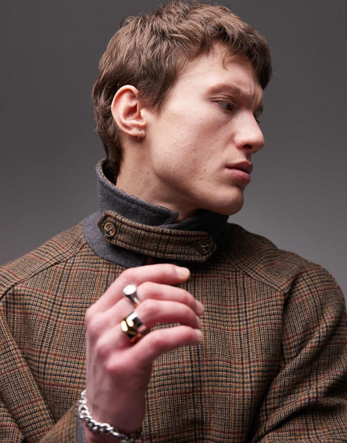 Topman wool check car coat in brown - ASOS Sample Sale EU Store