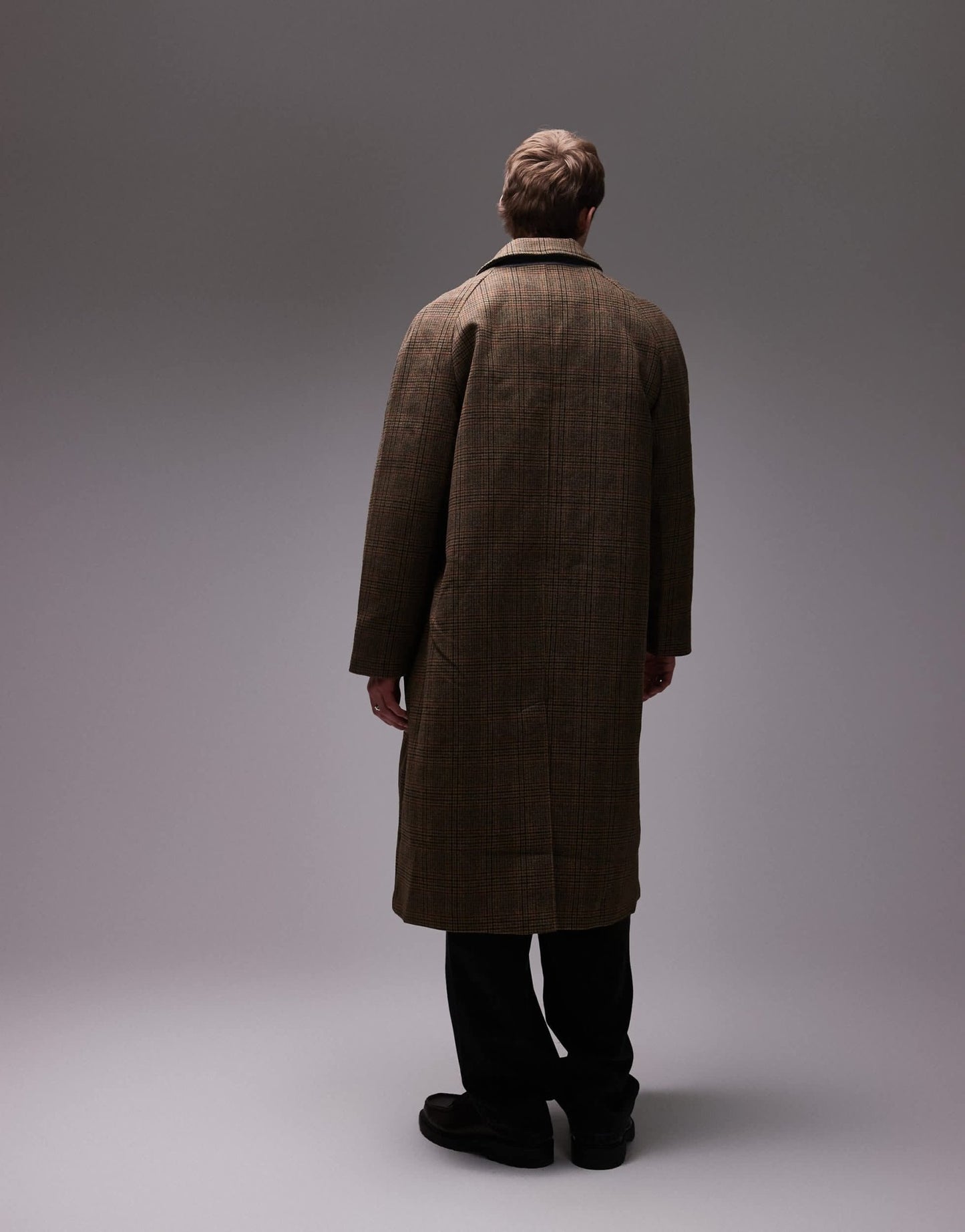 Topman wool check car coat in brown - ASOS Sample Sale EU Store