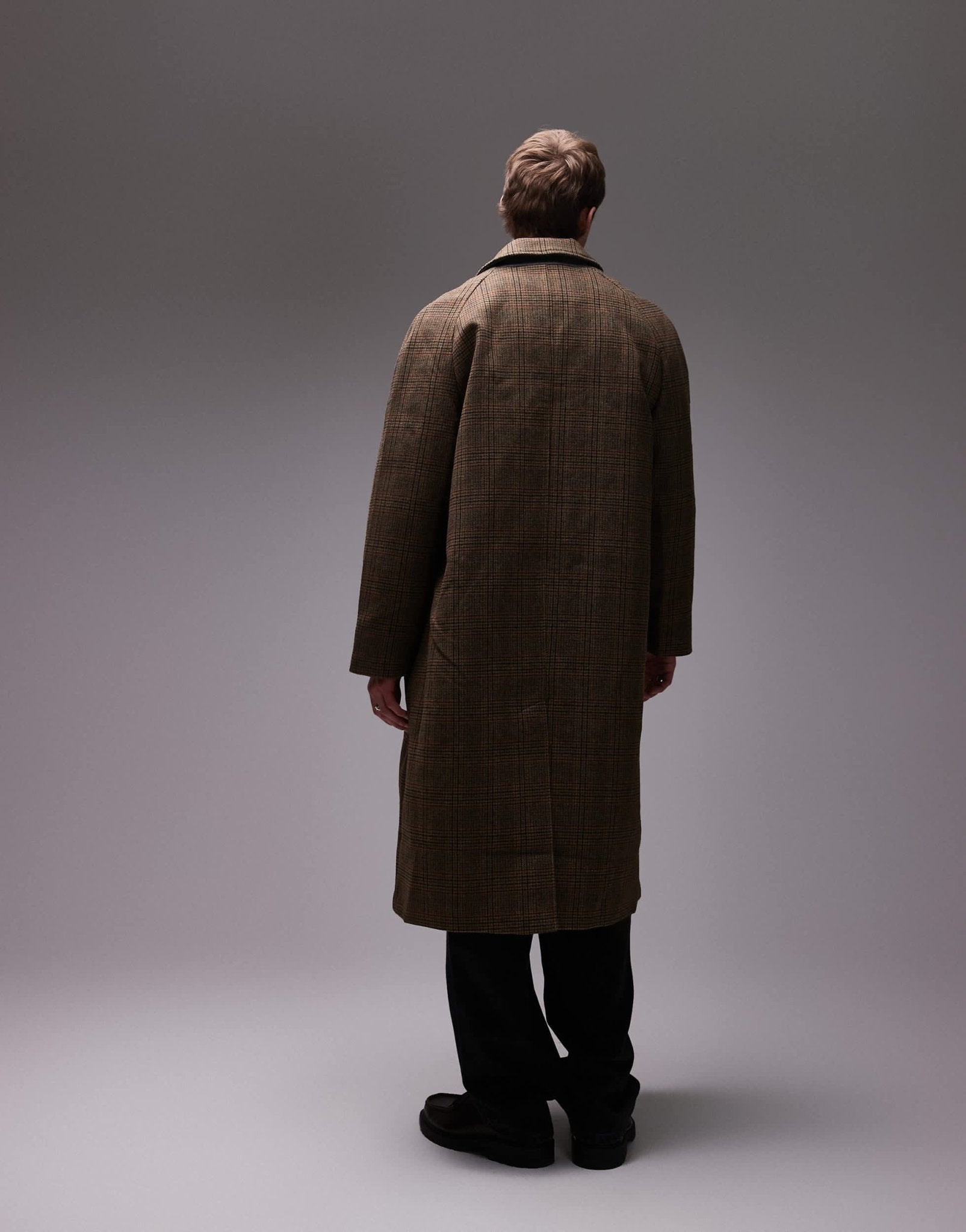 Topman wool check car coat in brown - ASOS Sample Sale EU Store