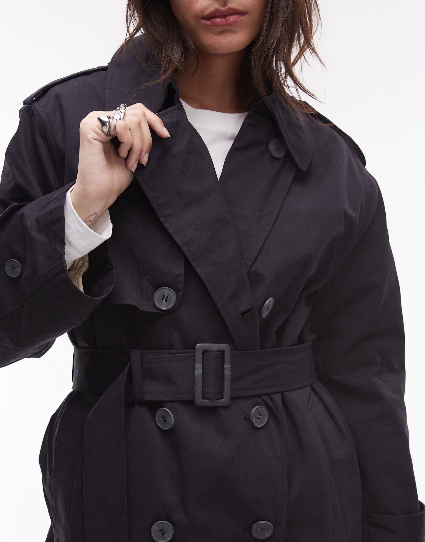 Topshop 2in1 borg trench coat in anthracite - ASOS Sample Sale EU Store