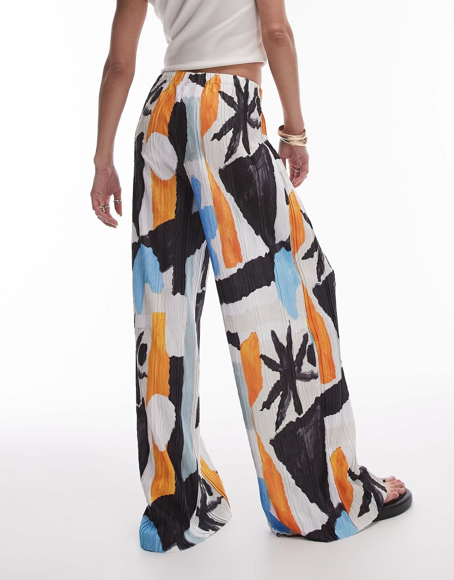 Topshop abstract art crinkle plisse trouser - ASOS Sample Sale EU Store