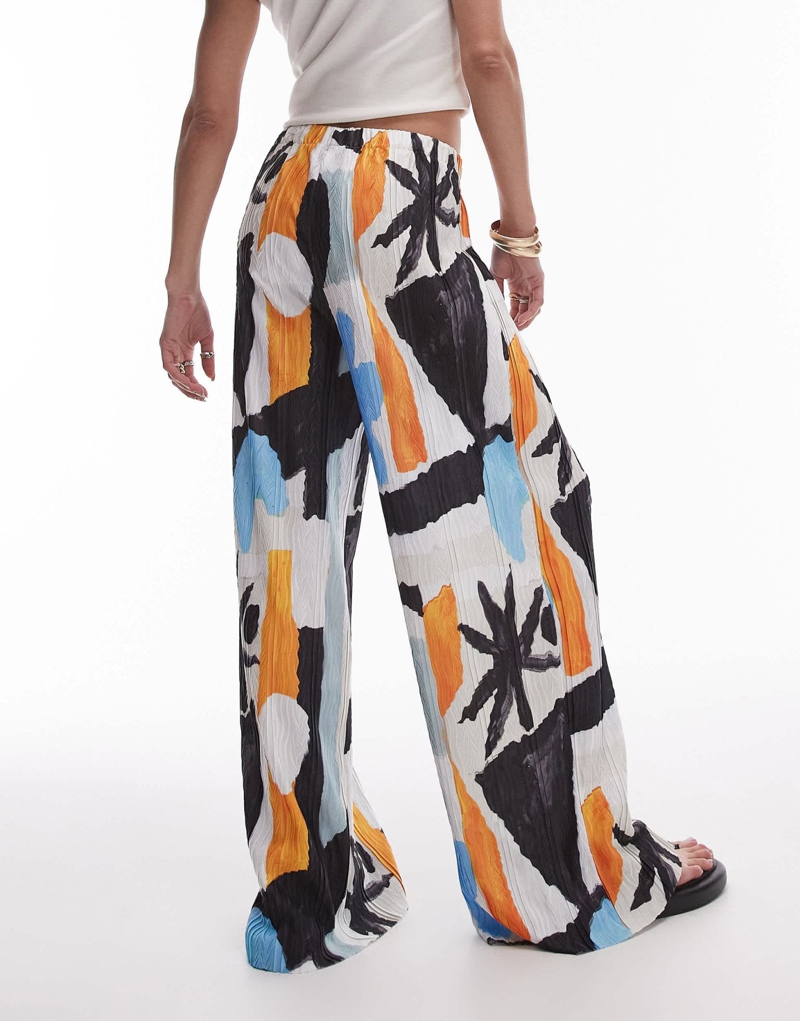 Topshop abstract art crinkle plisse trouser - ASOS Sample Sale EU Store