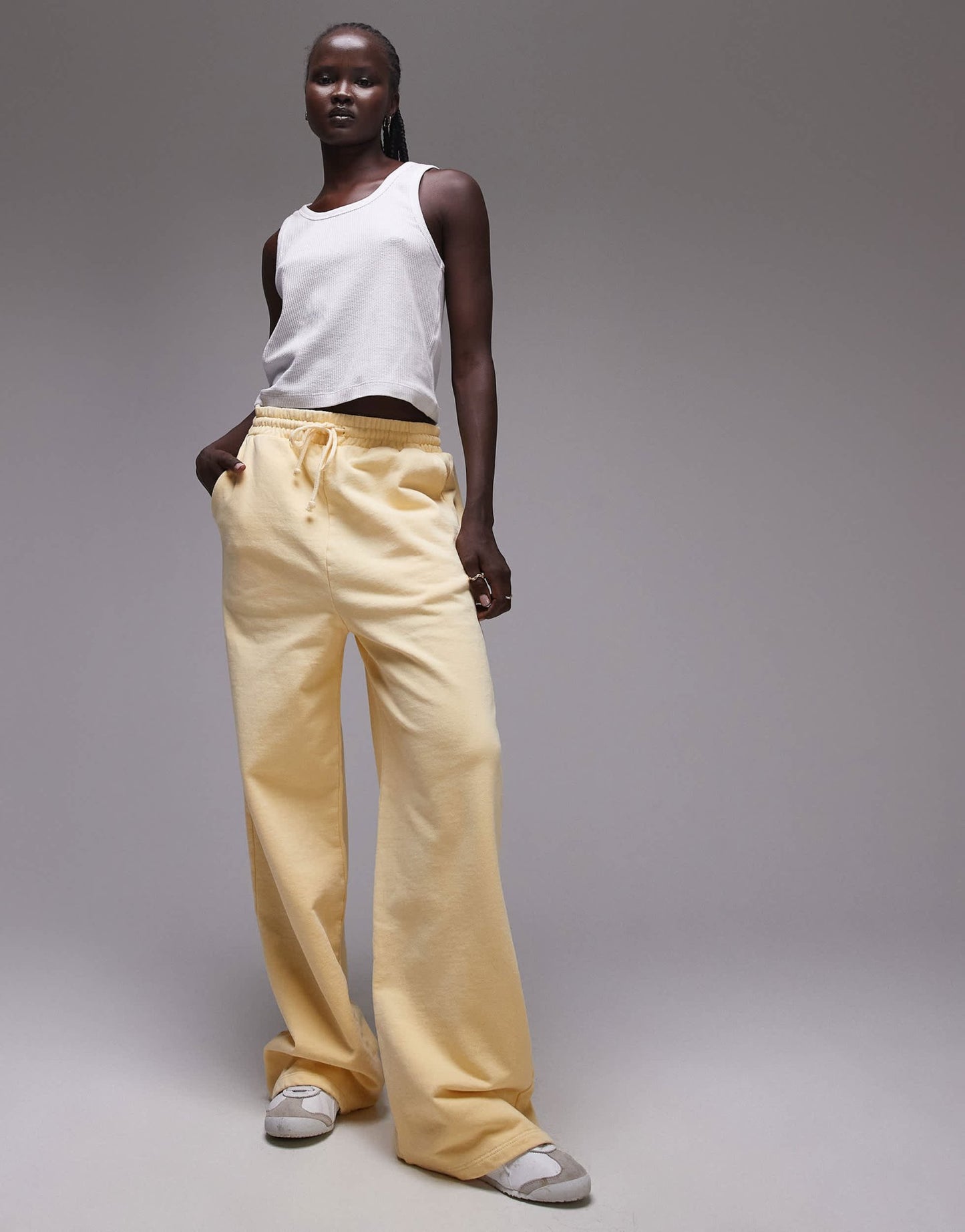 Topshop acid wash wide leg jogger in buttermilk - ASOS Sample Sale EU Store