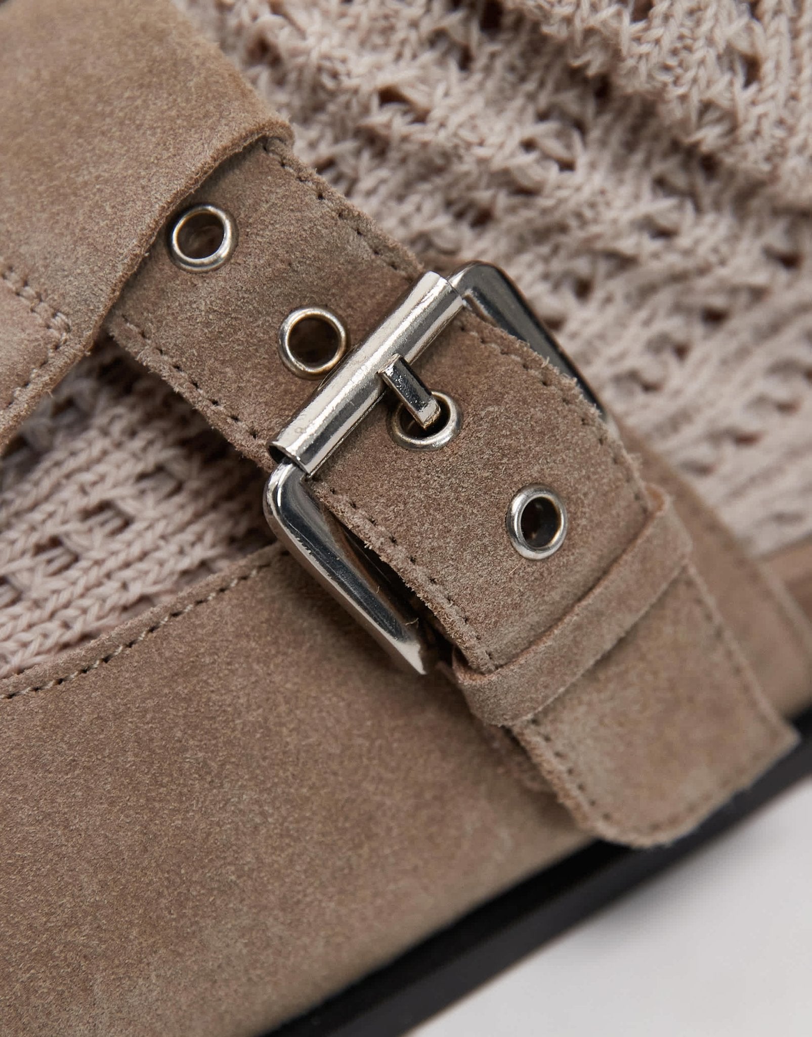 Topshop Annie real leather buckle clog in taupe suede - ASOS Sample Sale EU Store
