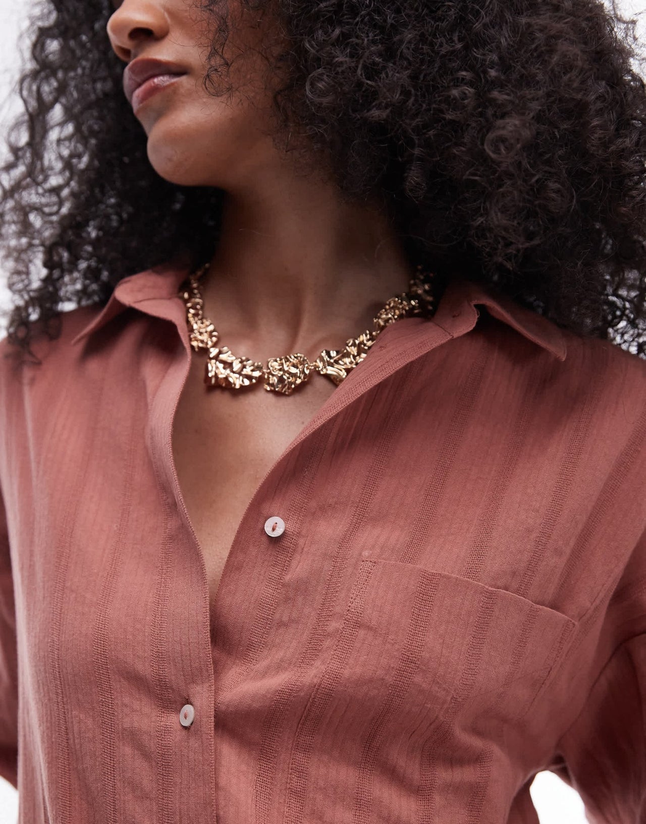 Topshop beach long sleeve shirt in blush - ASOS Sample Sale EU Store