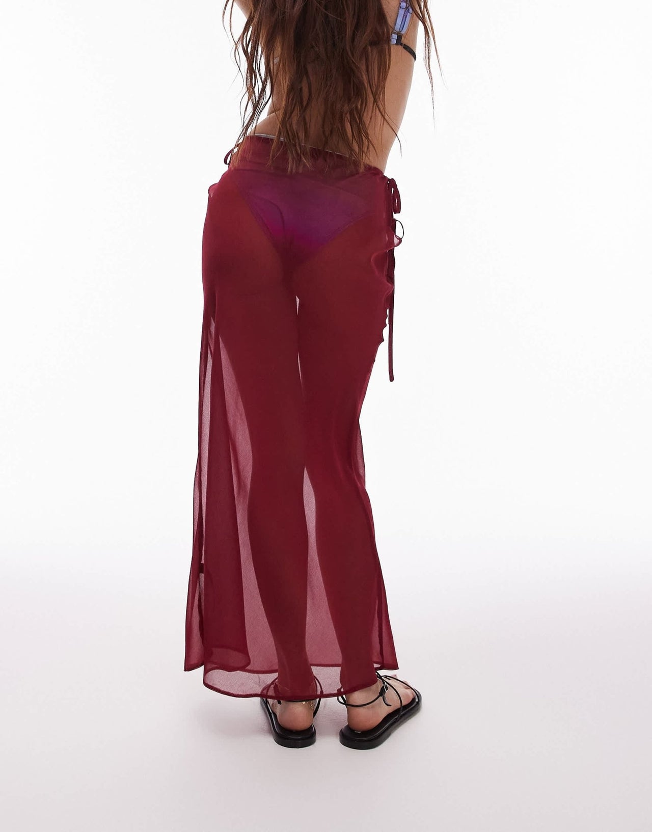 Topshop beach sheer bias maxi skirt in cherry red - ASOS Sample Sale EU Store