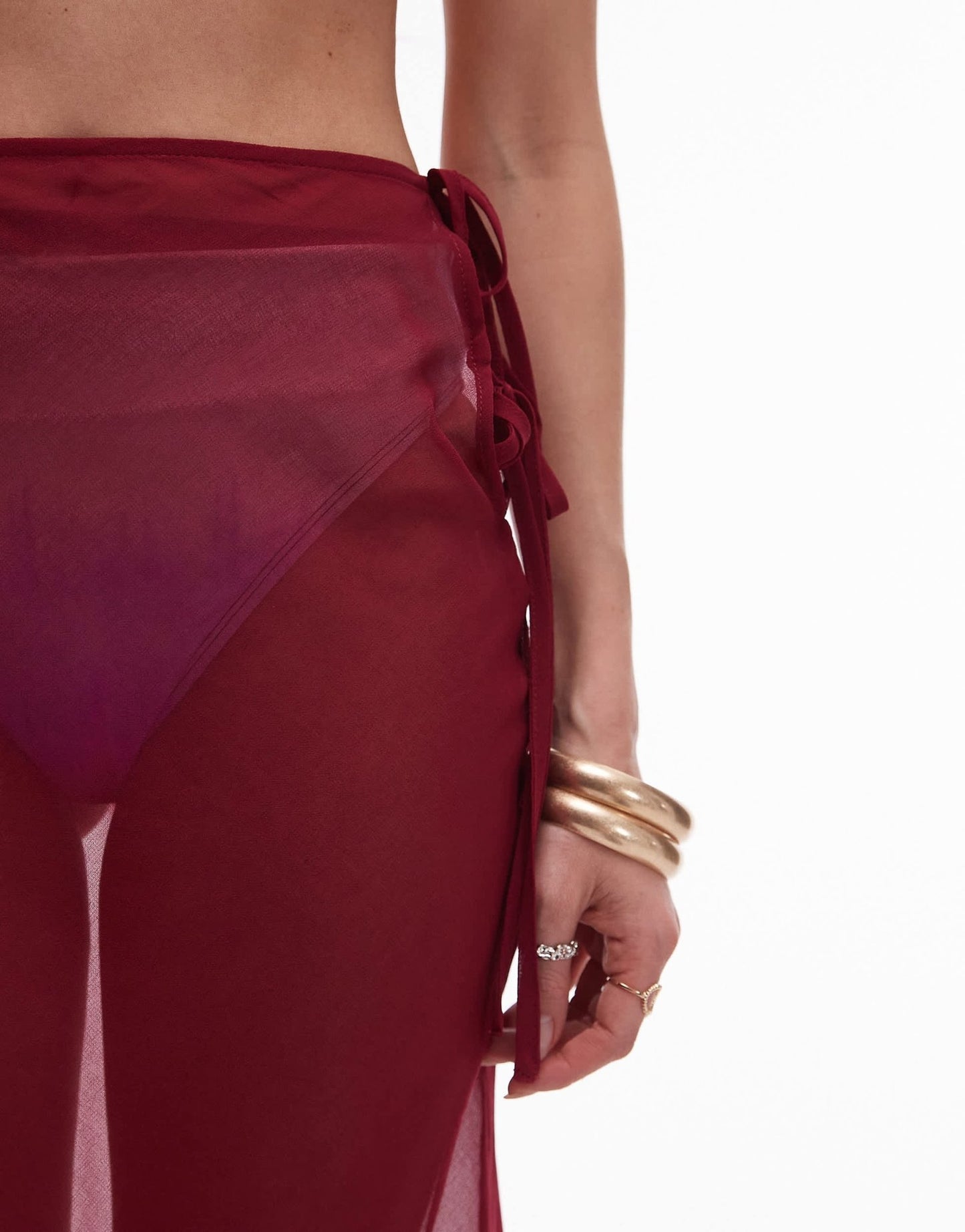Topshop beach sheer bias maxi skirt in cherry red - ASOS Sample Sale EU Store