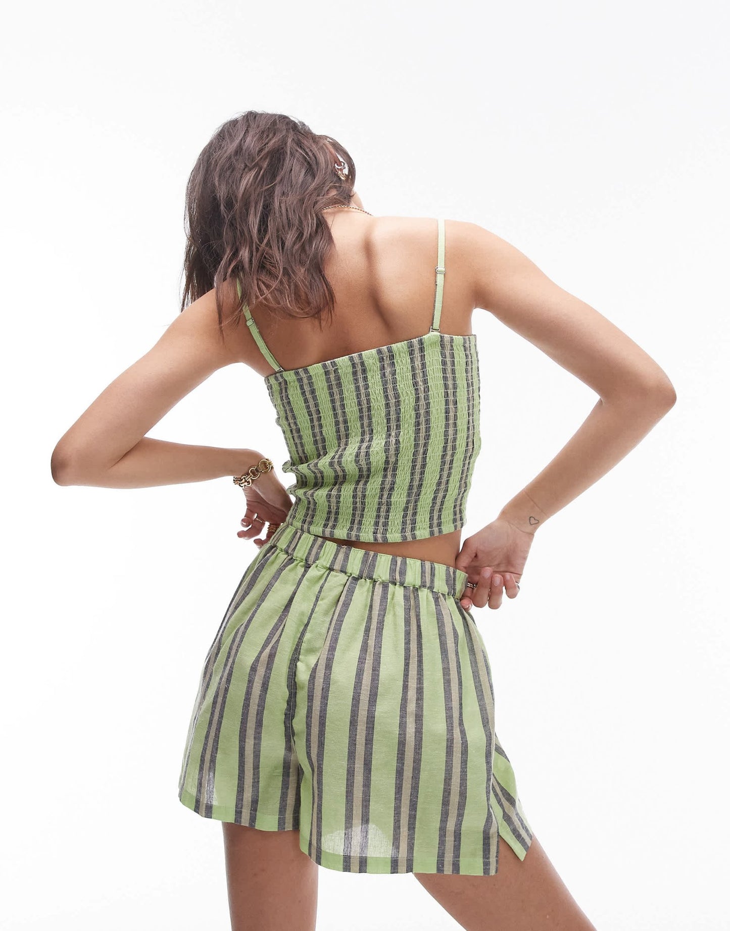 Topshop beach shorts in green stripe - ASOS Sample Sale EU Store