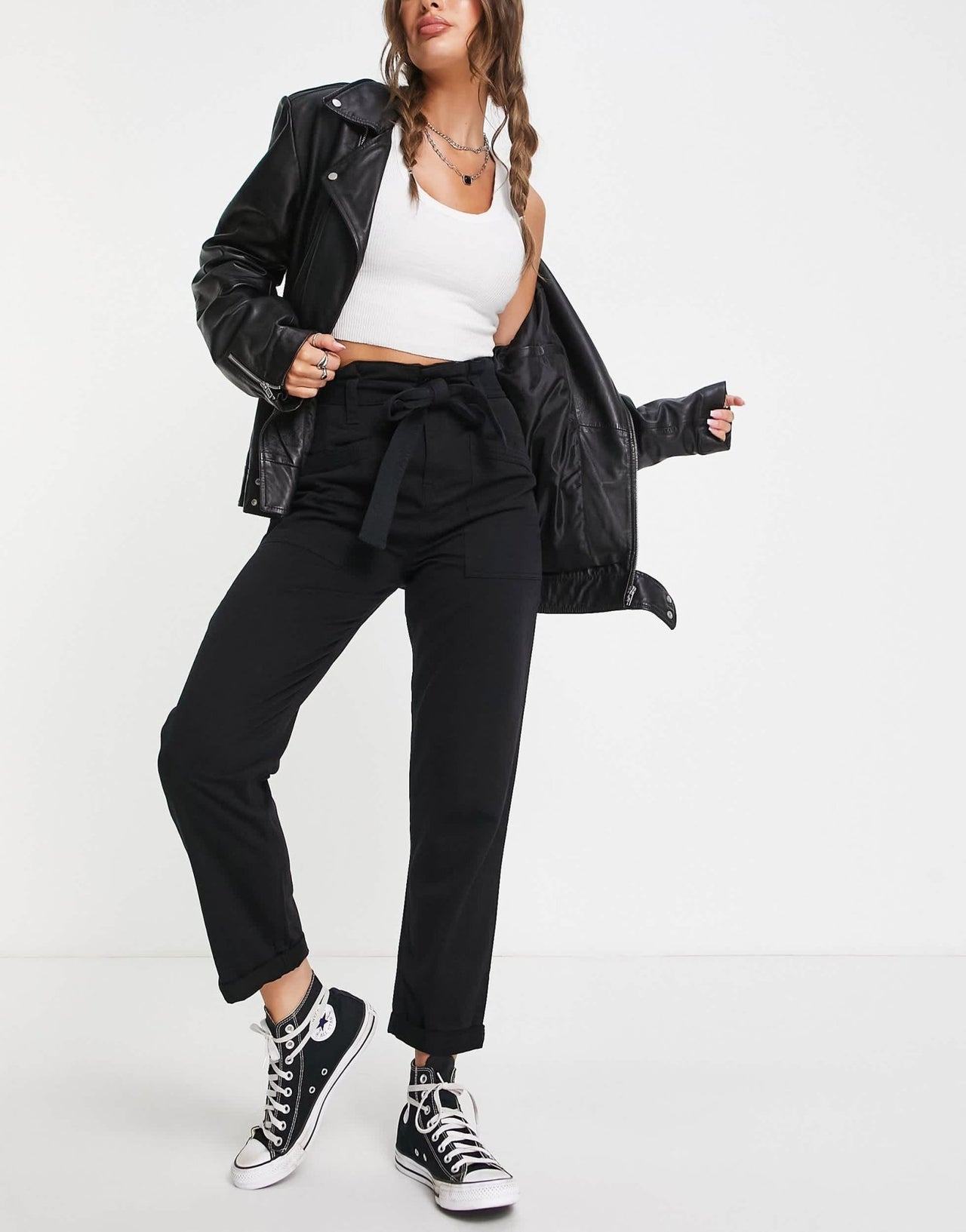 Topshop belted high waisted jeans in black - ASOS Sample Sale EU Store