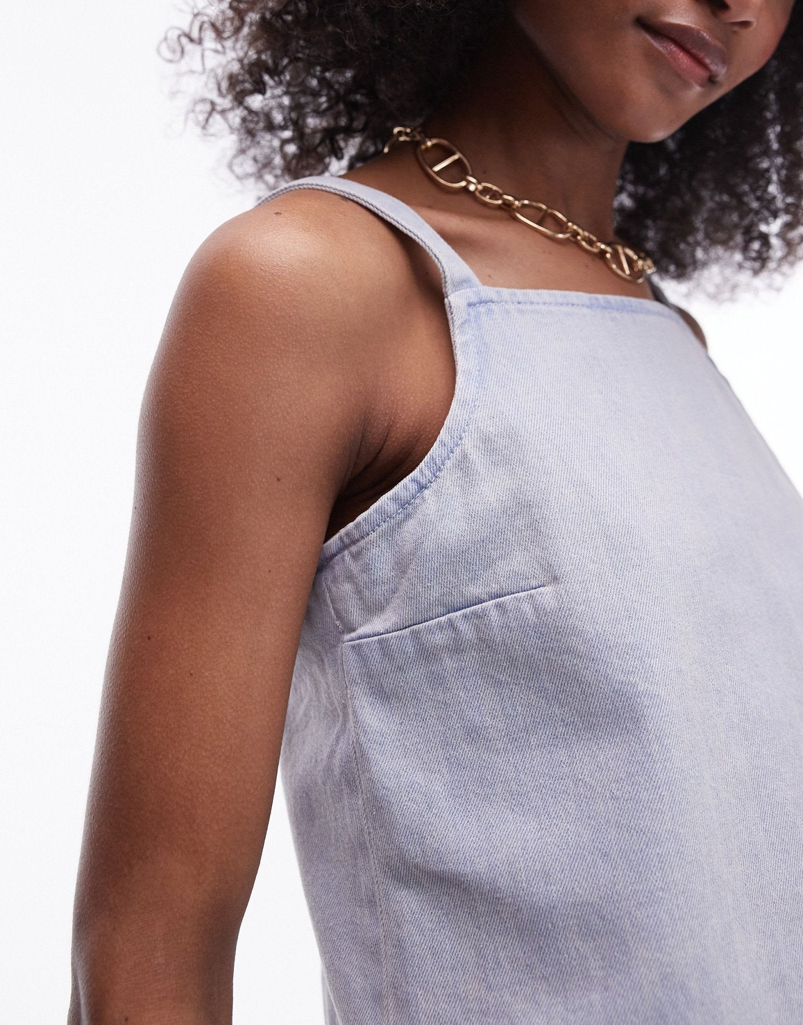 Topshop boxy denim cami top in ice blue - ASOS Sample Sale EU Store