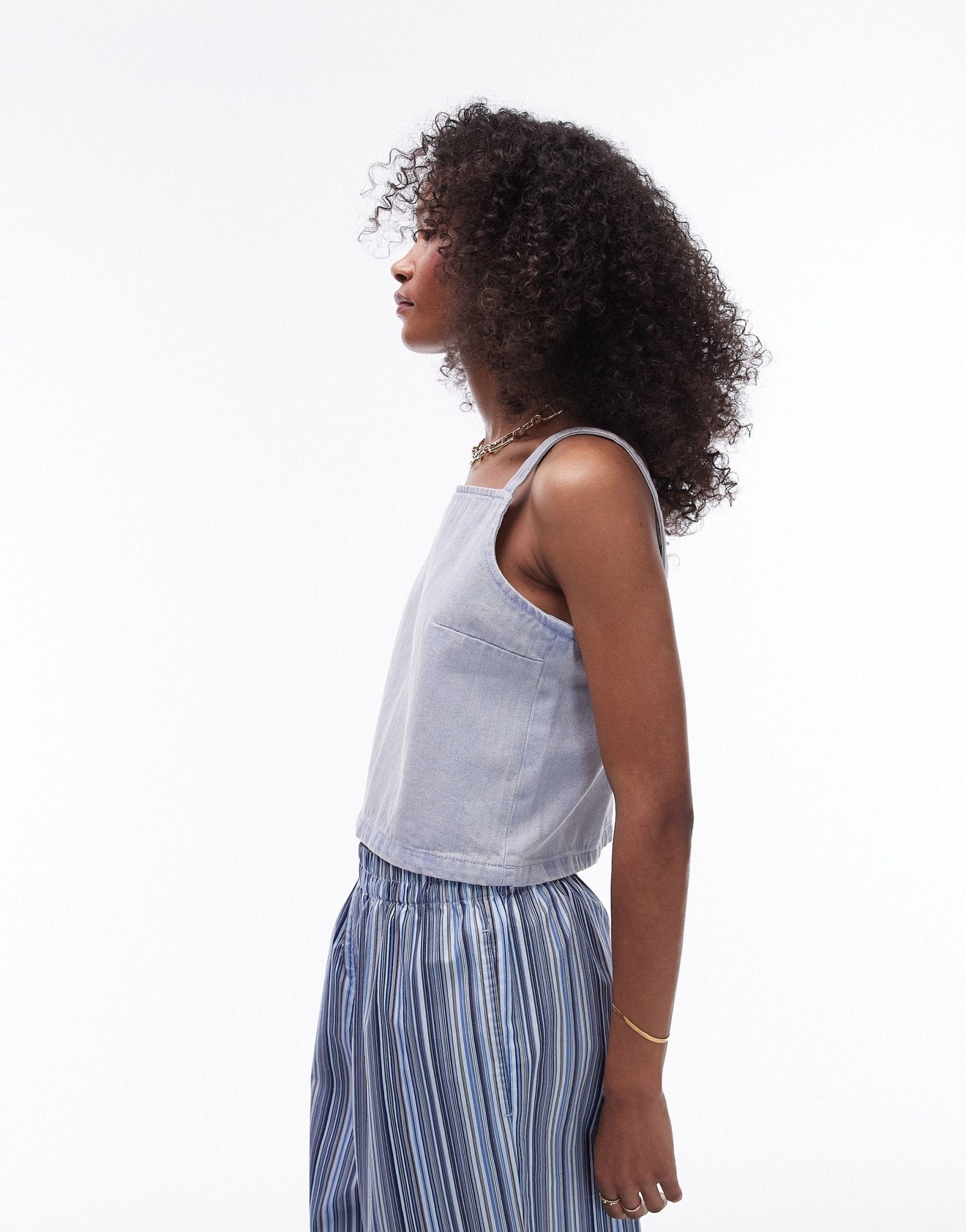 Topshop boxy denim cami top in ice blue - ASOS Sample Sale EU Store