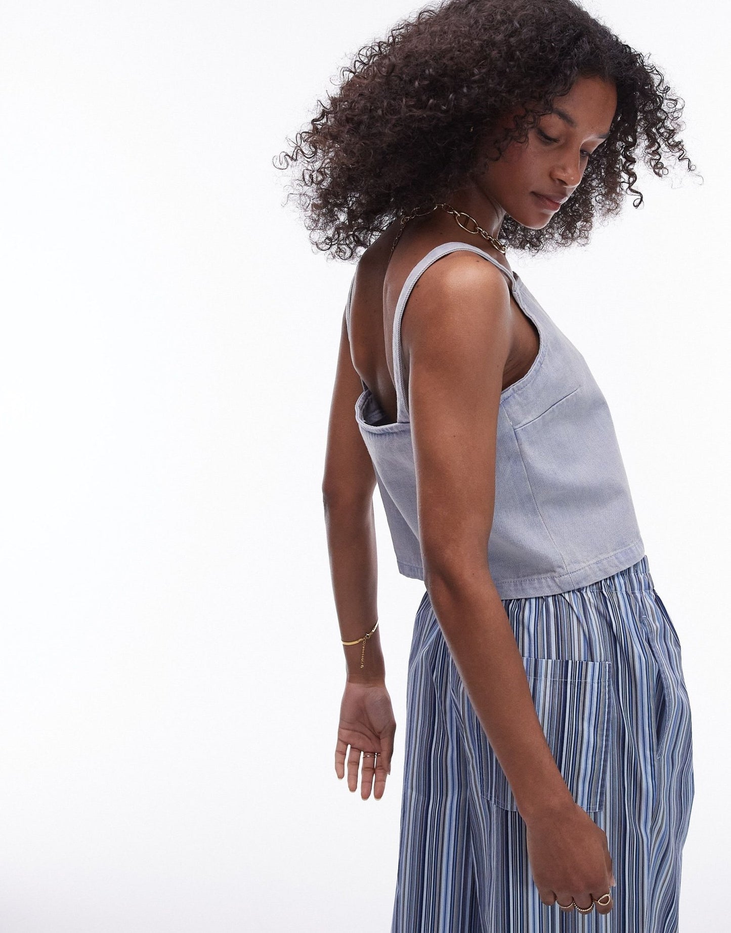 Topshop boxy denim cami top in ice blue - ASOS Sample Sale EU Store
