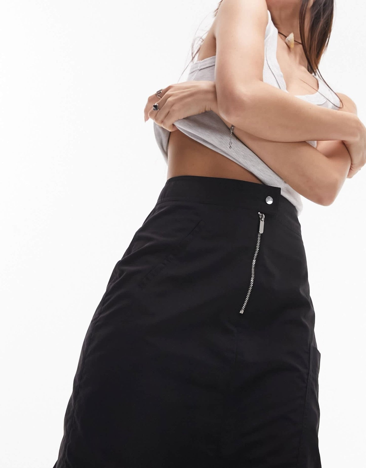 Topshop cargo midi skirt in black - ASOS Sample Sale EU Store