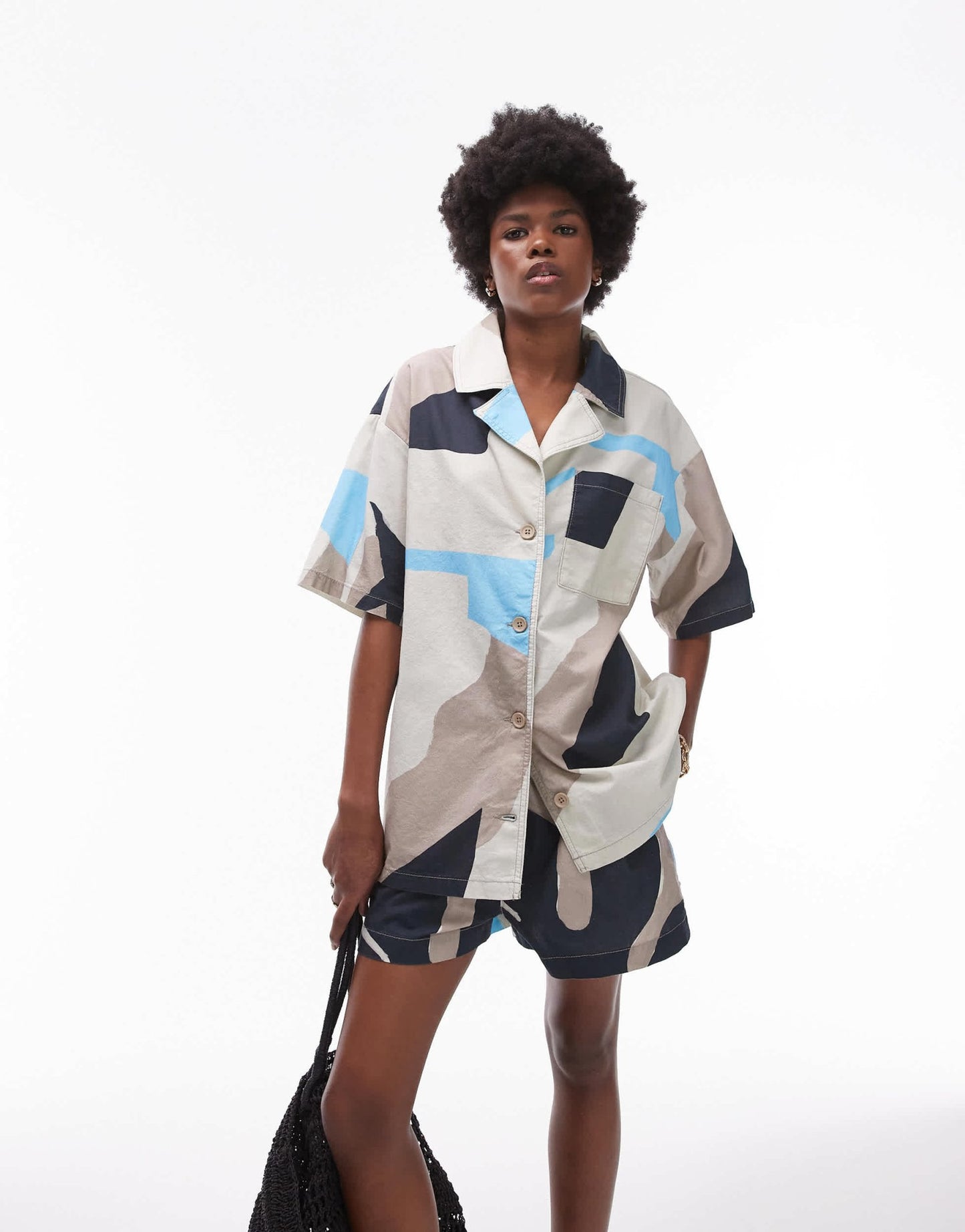 Topshop co - ord abstract printed short sleeve shirt in multi - ASOS Sample Sale EU Store