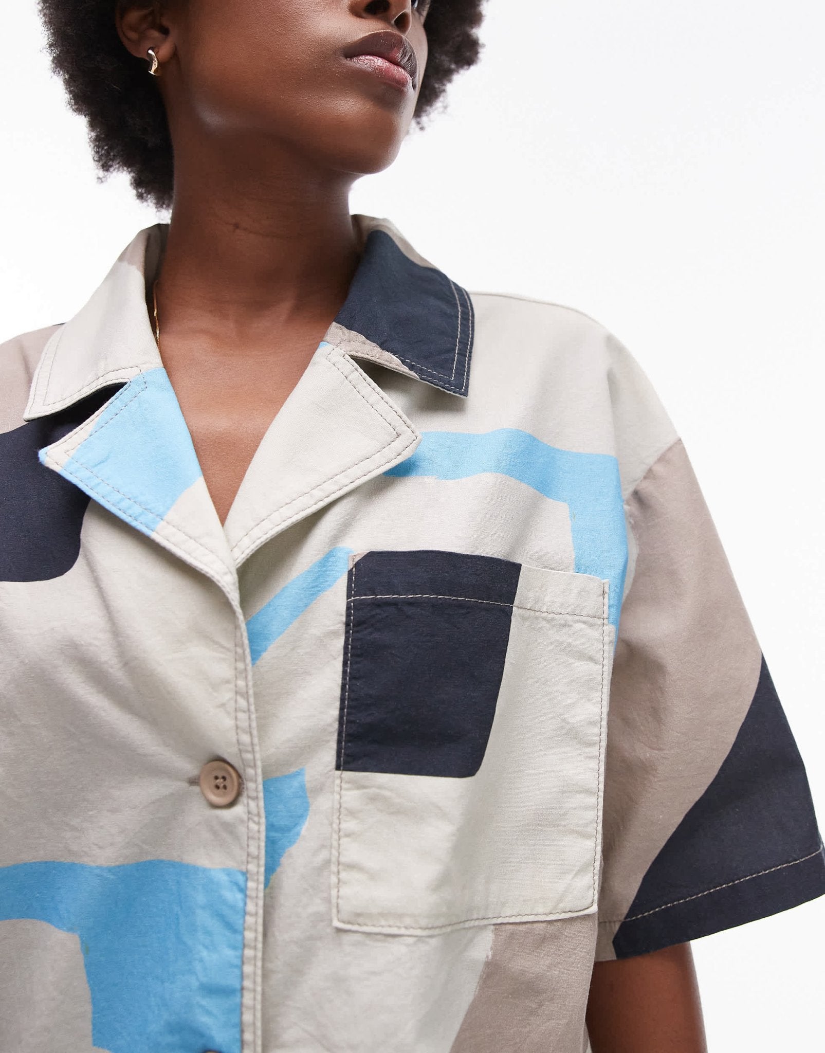 Topshop co - ord abstract printed short sleeve shirt in multi - ASOS Sample Sale EU Store