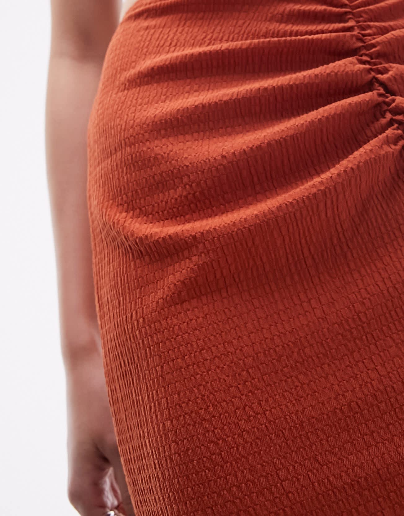 Topshop co - ord centre front ruched maxi skirt in rust - ASOS Sample Sale EU Store