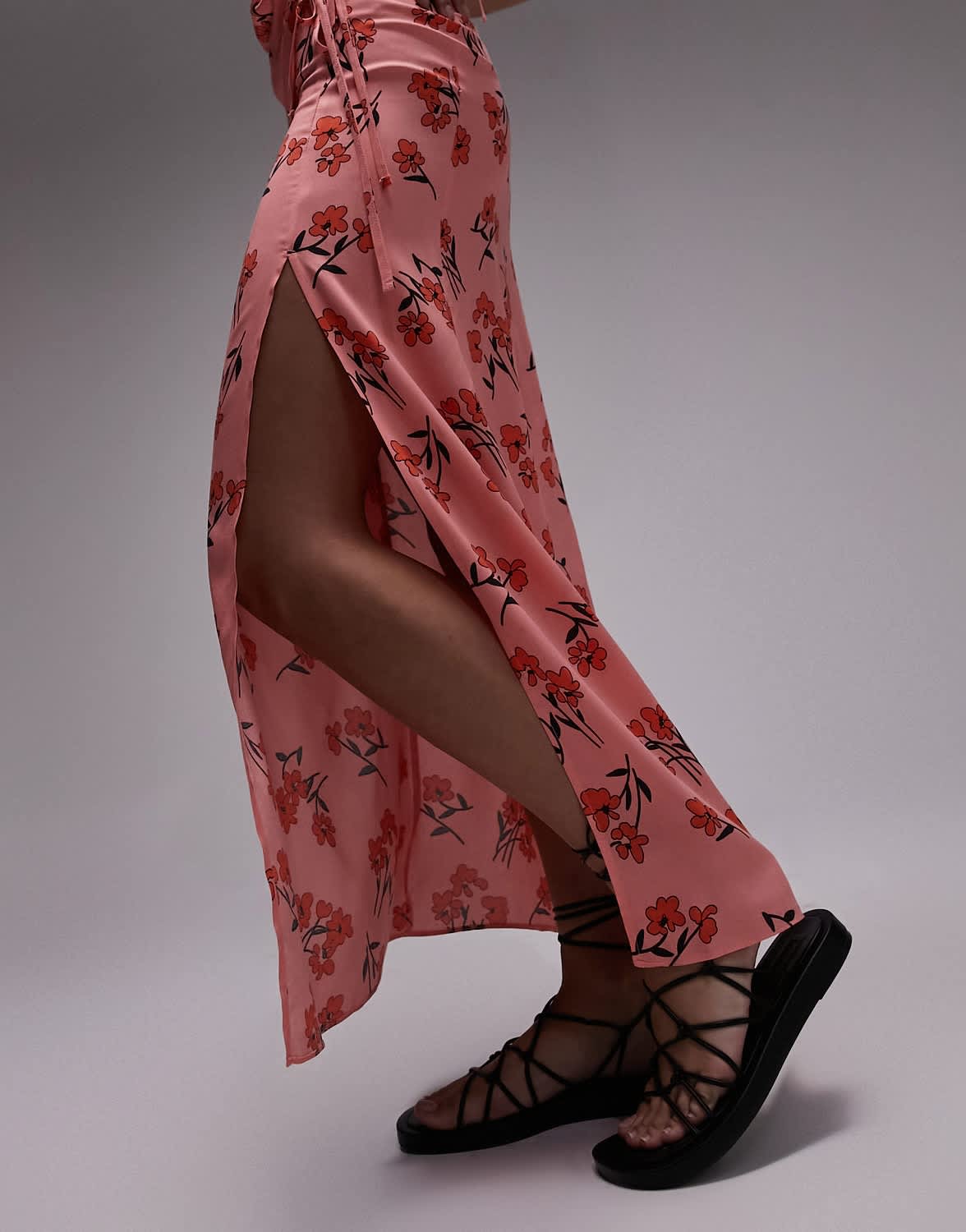 Topshop co - ord cherry blossom split maxi skirt in pink - ASOS Sample Sale EU Store