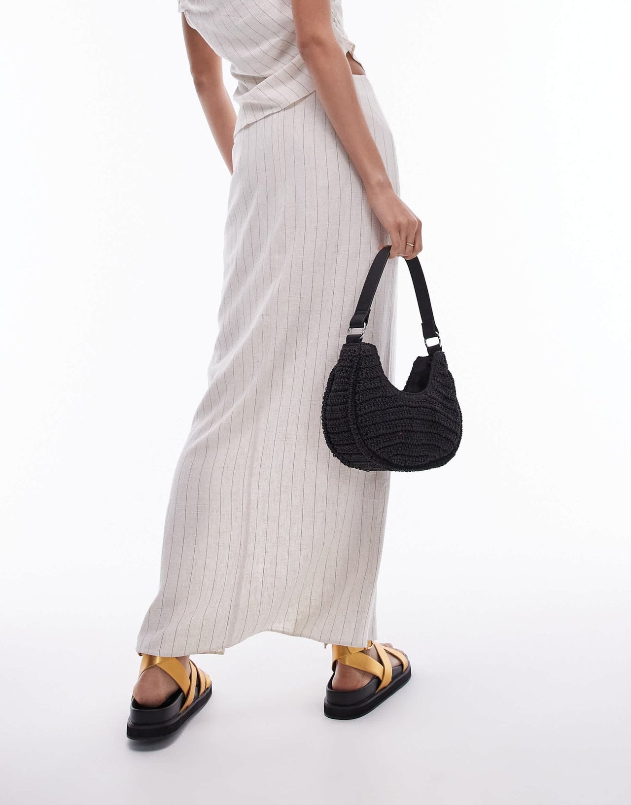 Topshop co - ord column skirt with split in natural pinstripe - ASOS Sample Sale EU Store