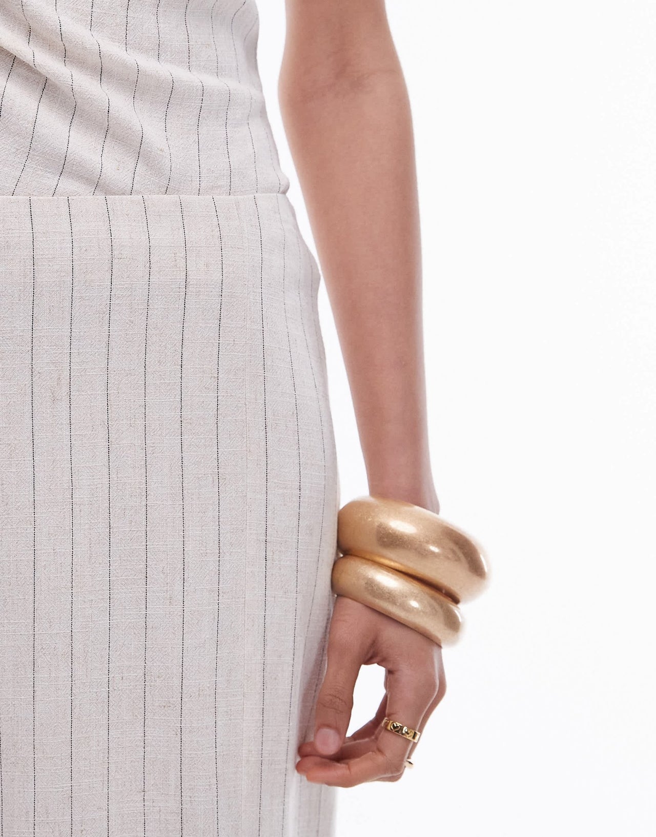 Topshop co - ord column skirt with split in natural pinstripe - ASOS Sample Sale EU Store