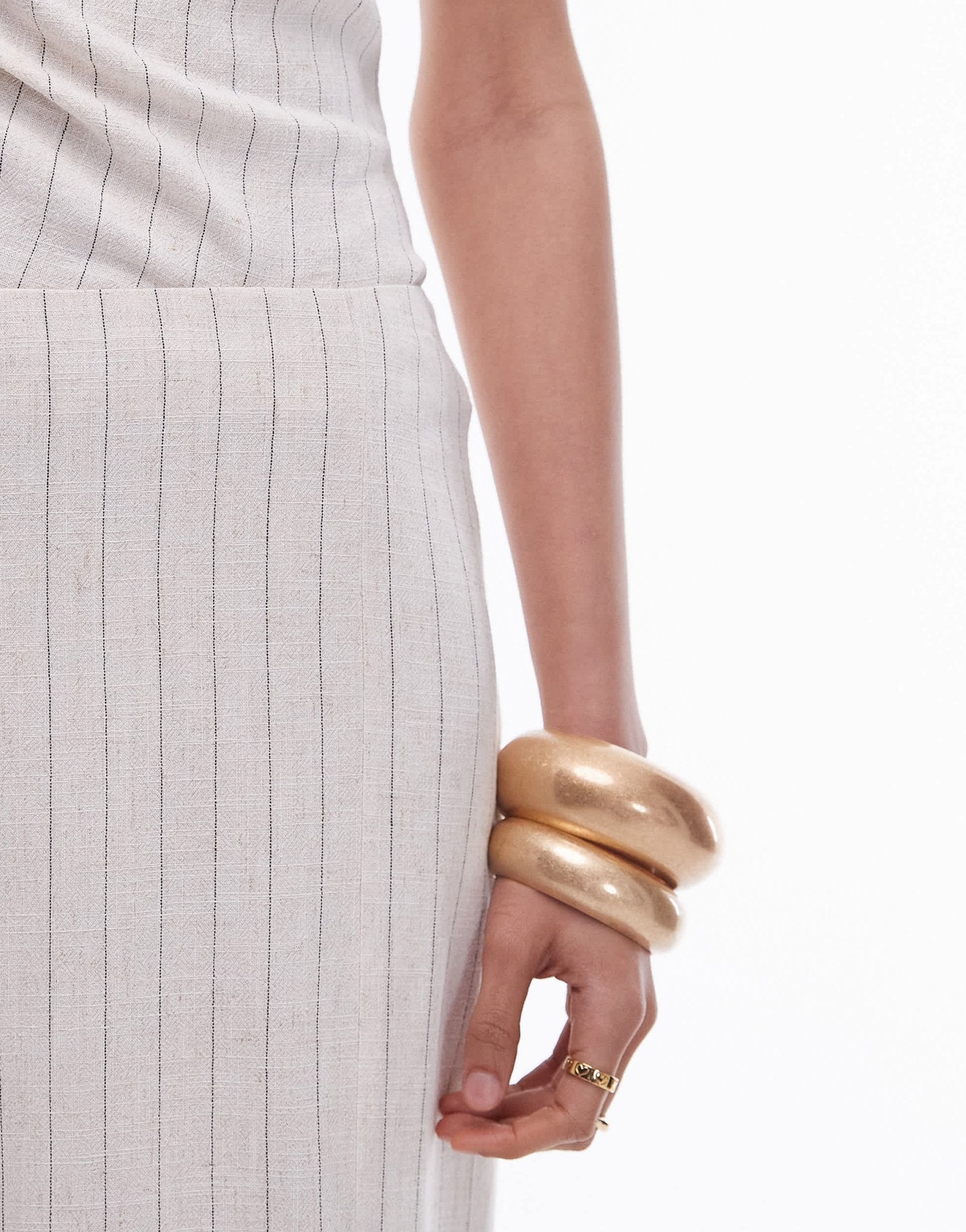Topshop co - ord column skirt with split in natural pinstripe - ASOS Sample Sale EU Store