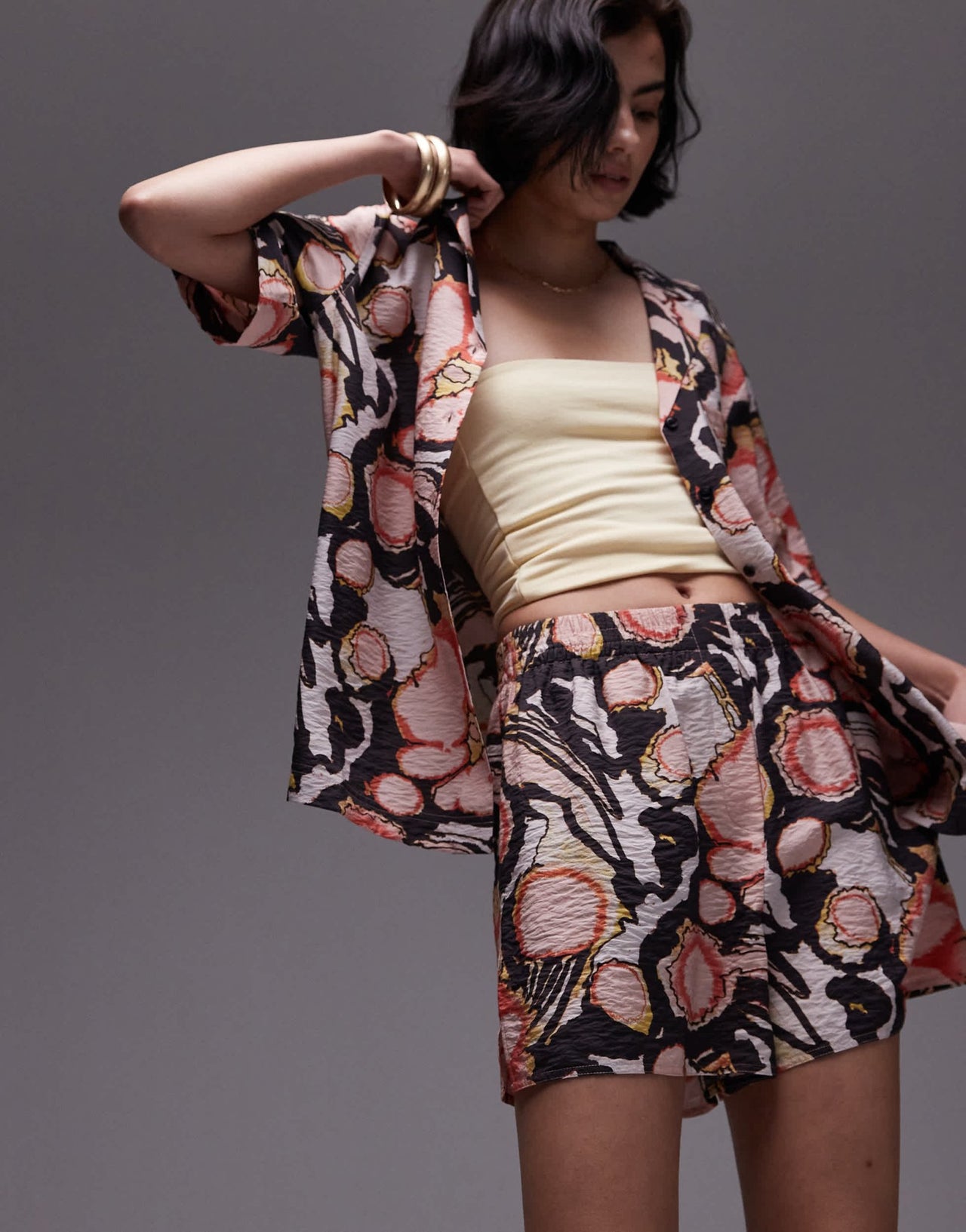 Topshop co - ord crinkle resort print short in multi - ASOS Sample Sale EU Store