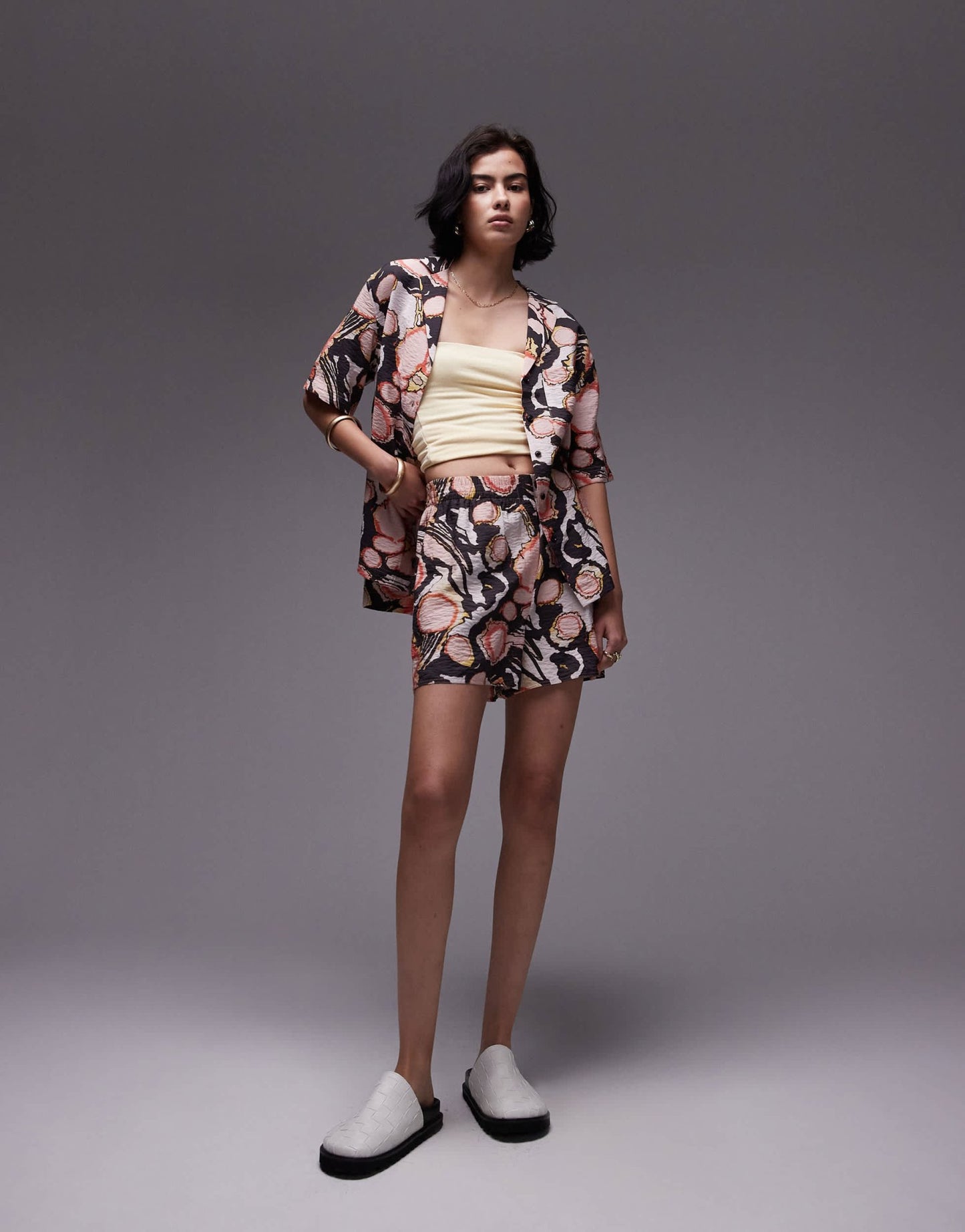 Topshop co - ord crinkle resort print short in multi - ASOS Sample Sale EU Store