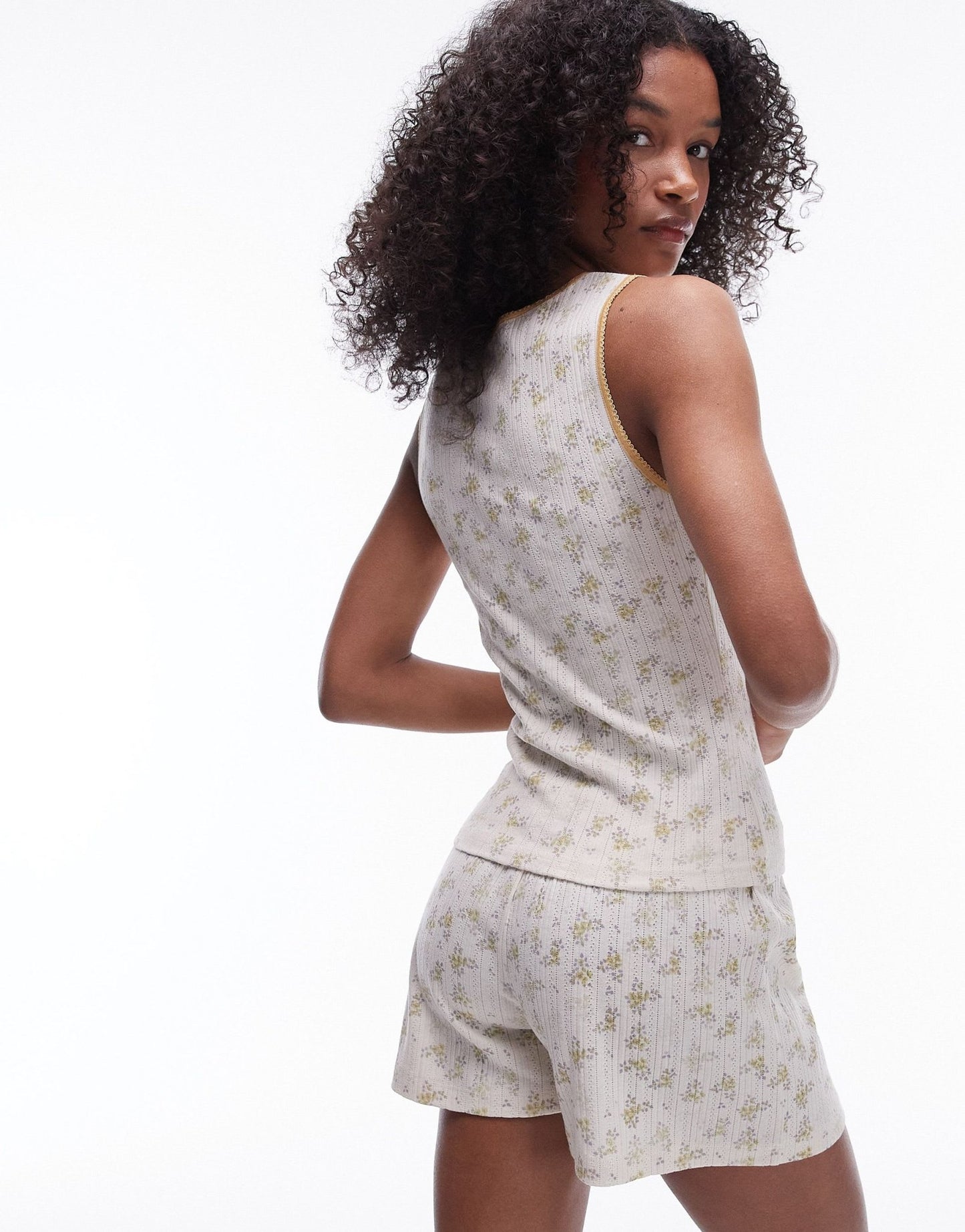 Topshop co ord ditsy floral pointelle tank in multi - ASOS Sample Sale EU Store