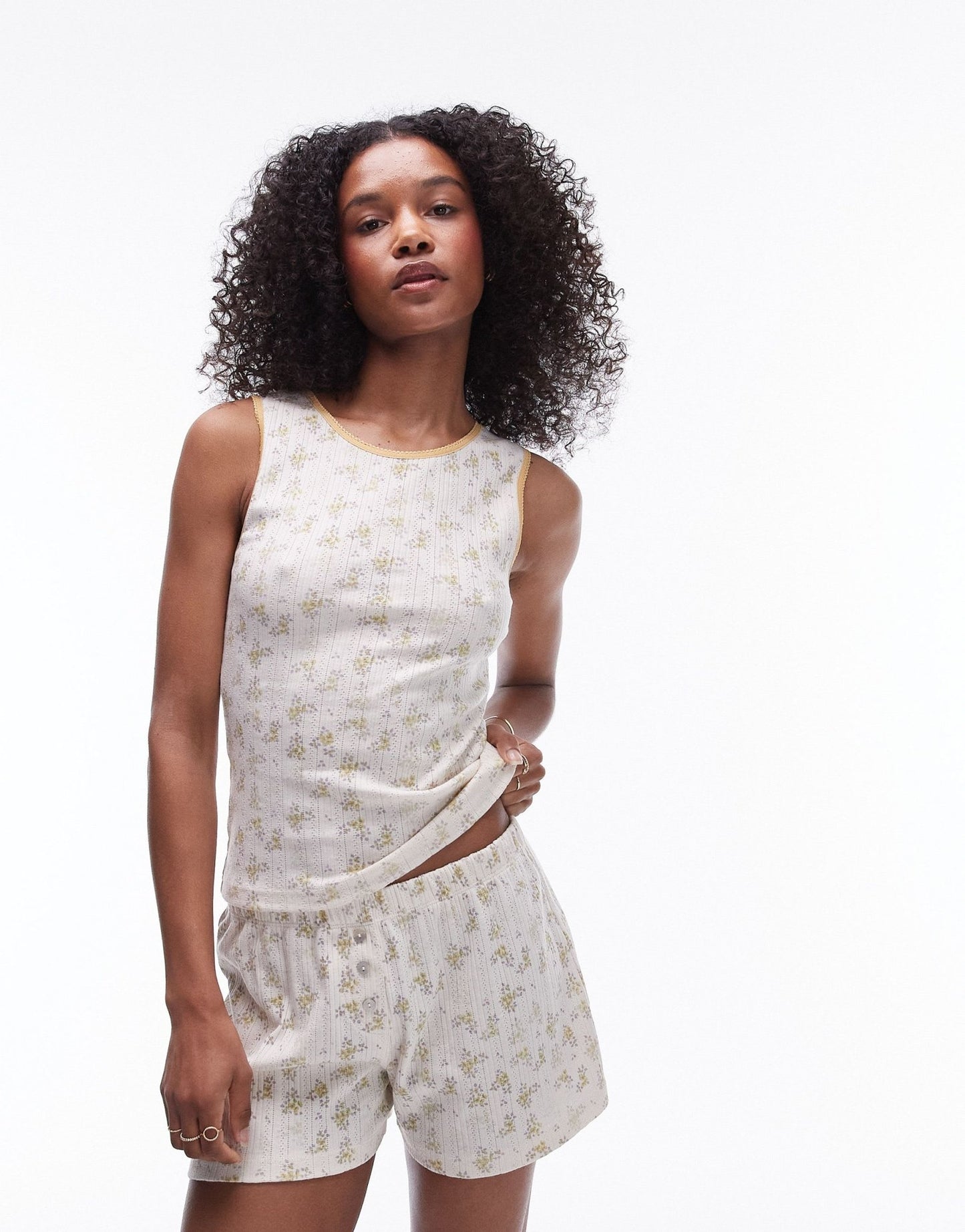 Topshop co ord ditsy floral pointelle tank in multi - ASOS Sample Sale EU Store
