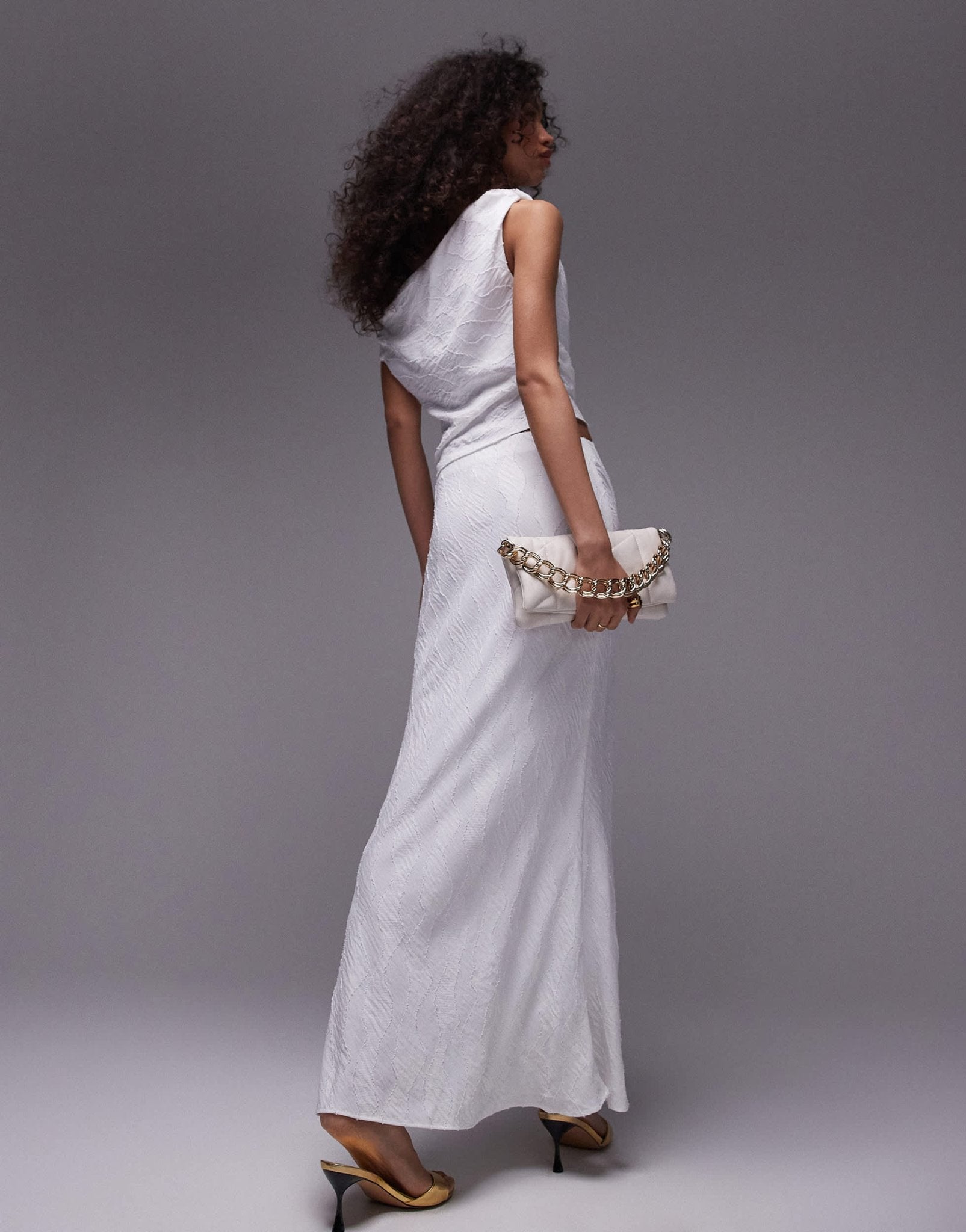 Topshop co - ord jacquard twist maxi skirt in ivory - ASOS Sample Sale EU Store