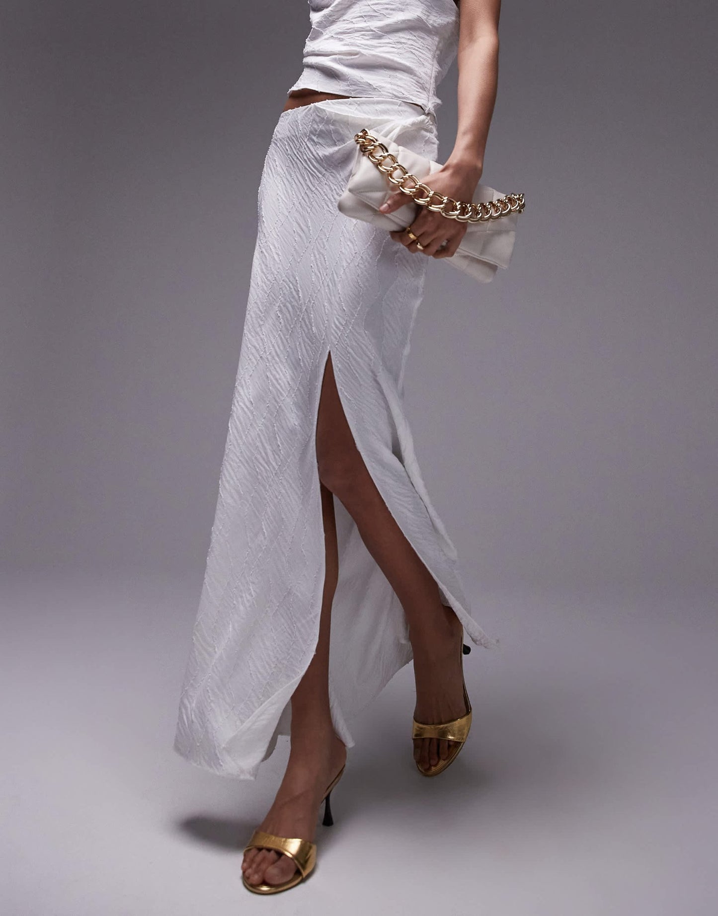 Topshop co - ord jacquard twist maxi skirt in ivory - ASOS Sample Sale EU Store