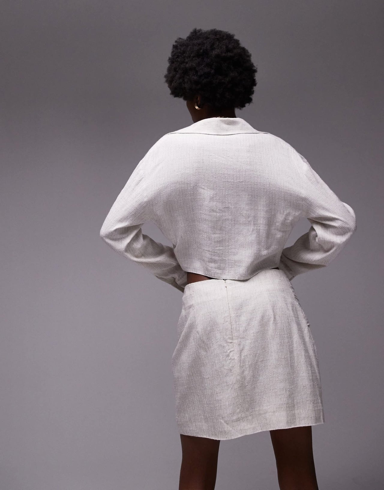 Topshop co - ord knot drape mini skirt in textured natural stripe - ASOS Sample Sale EU Store
